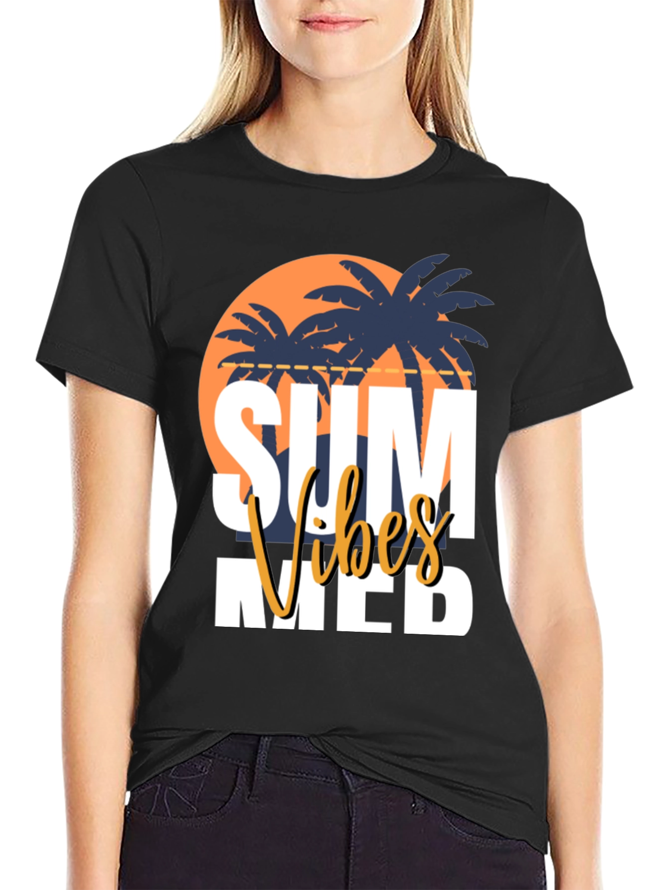 Summer Vibes Graphic Tee - Black Casual T-Shirt
