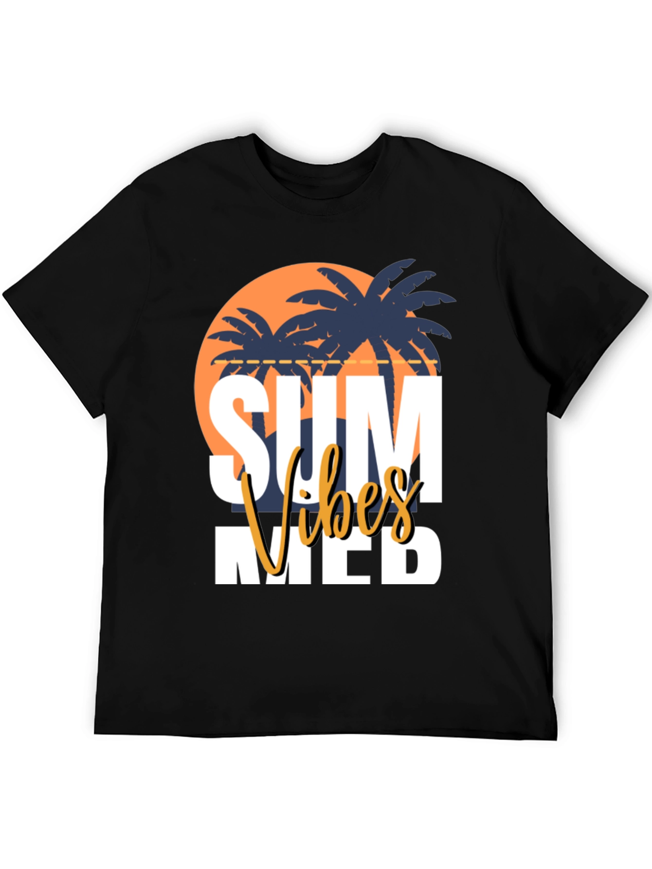 Summer Vibes Graphic Tee - Black Casual T-Shirt