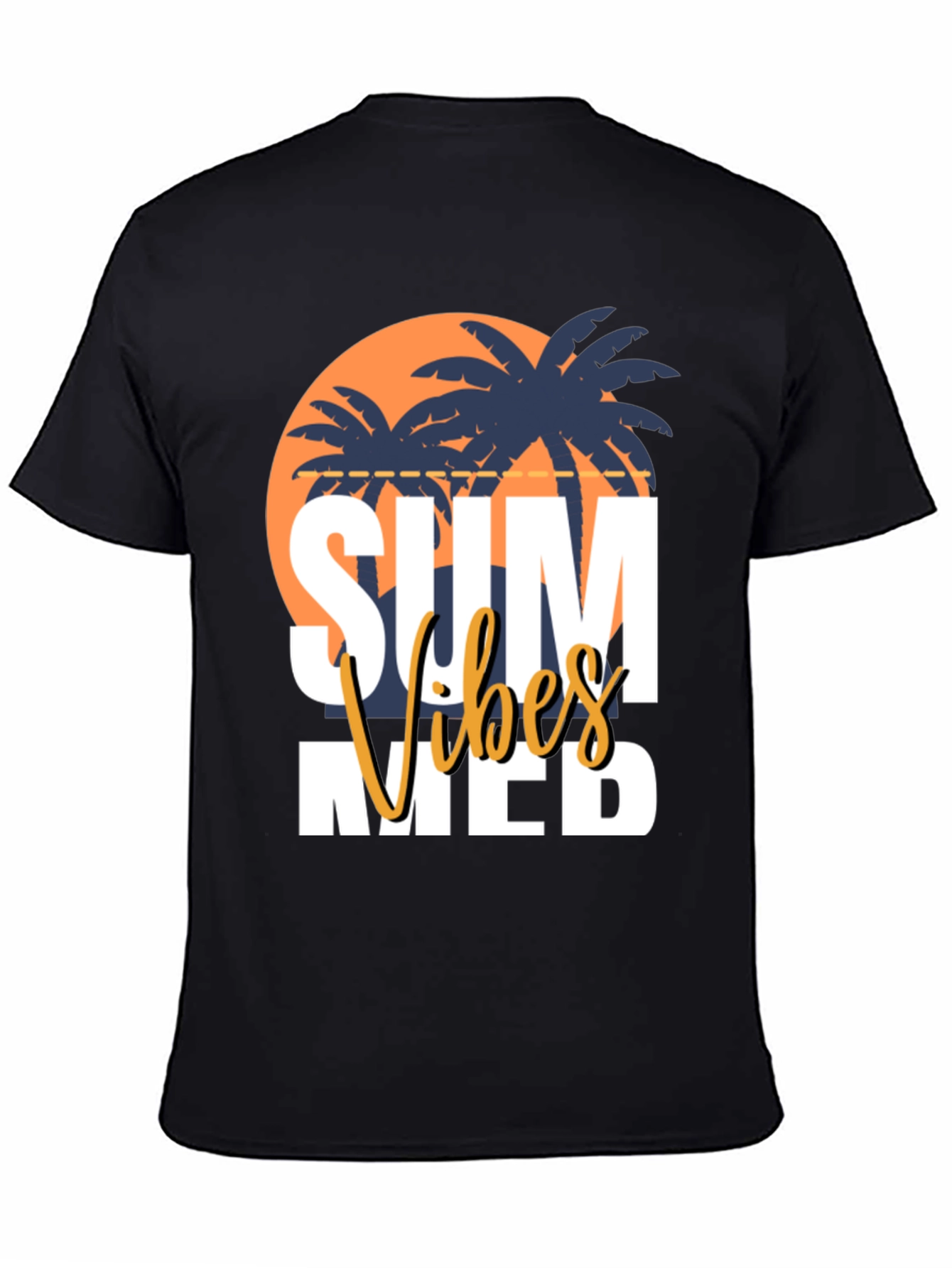 Summer Vibes Graphic Tee - Black Casual T-Shirt