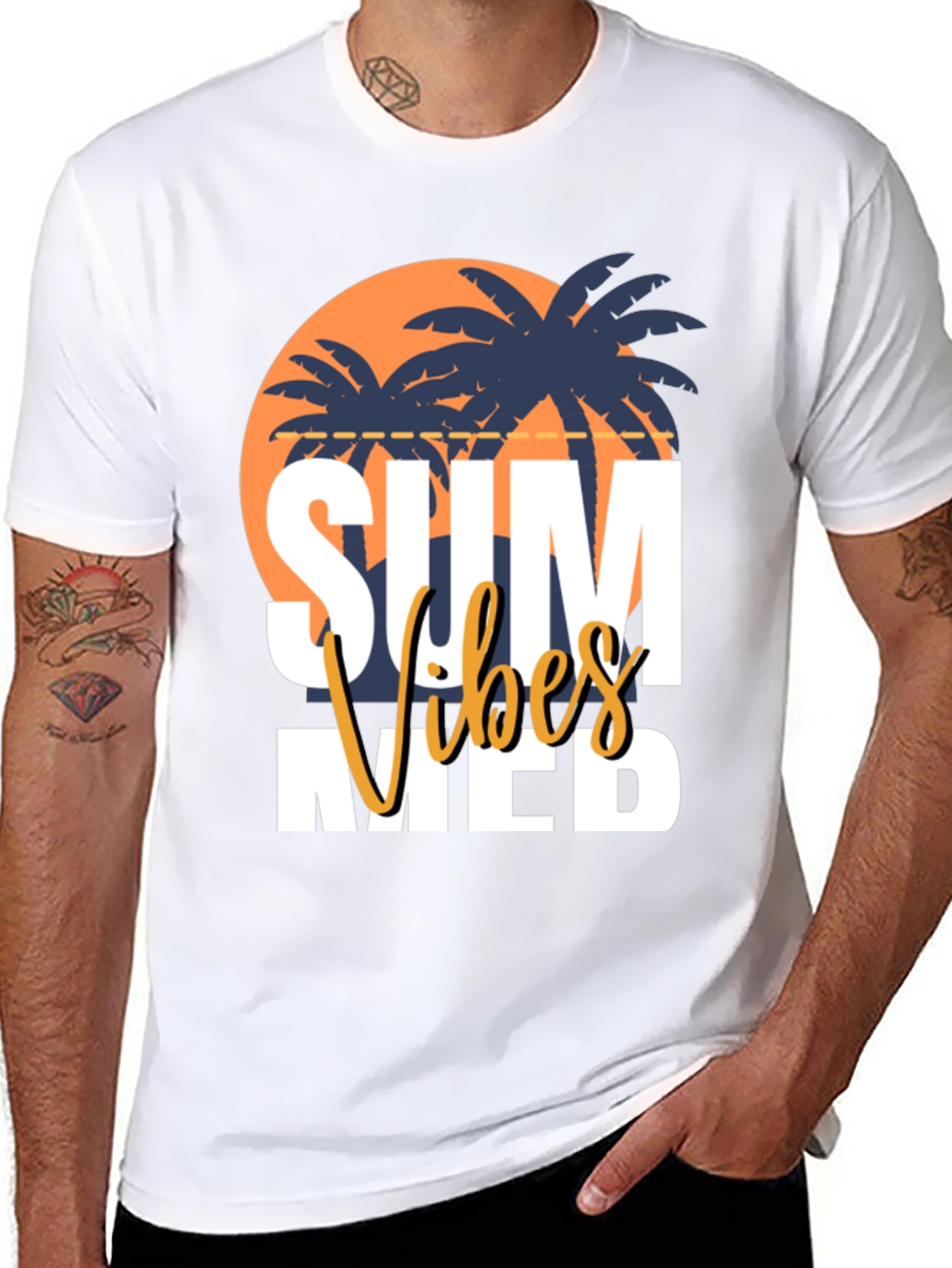 Summer Vibes Graphic Tee - Black Casual T-Shirt