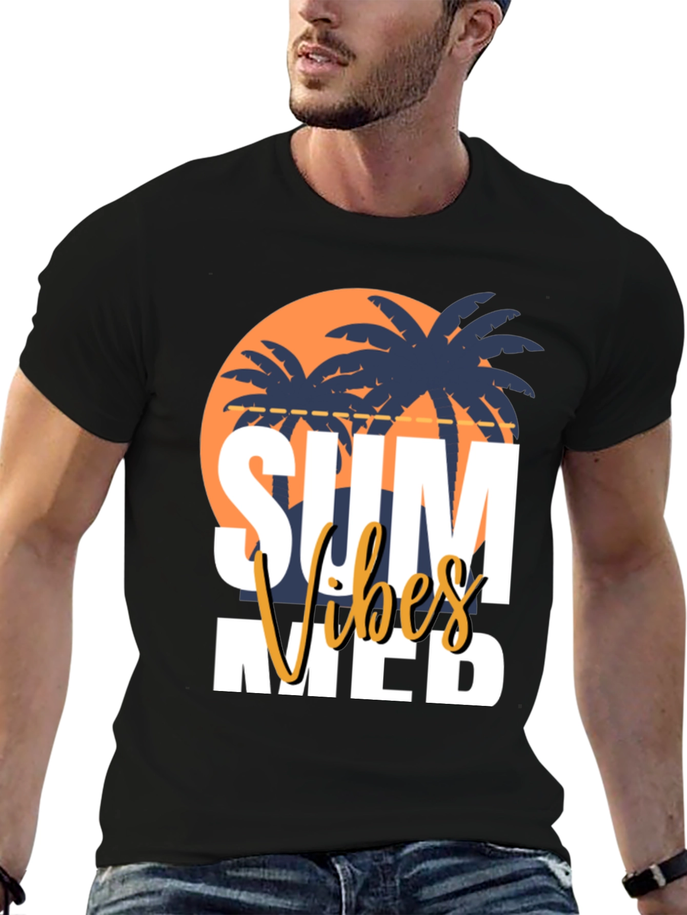 Summer Vibes Graphic Tee - Black Casual T-Shirt