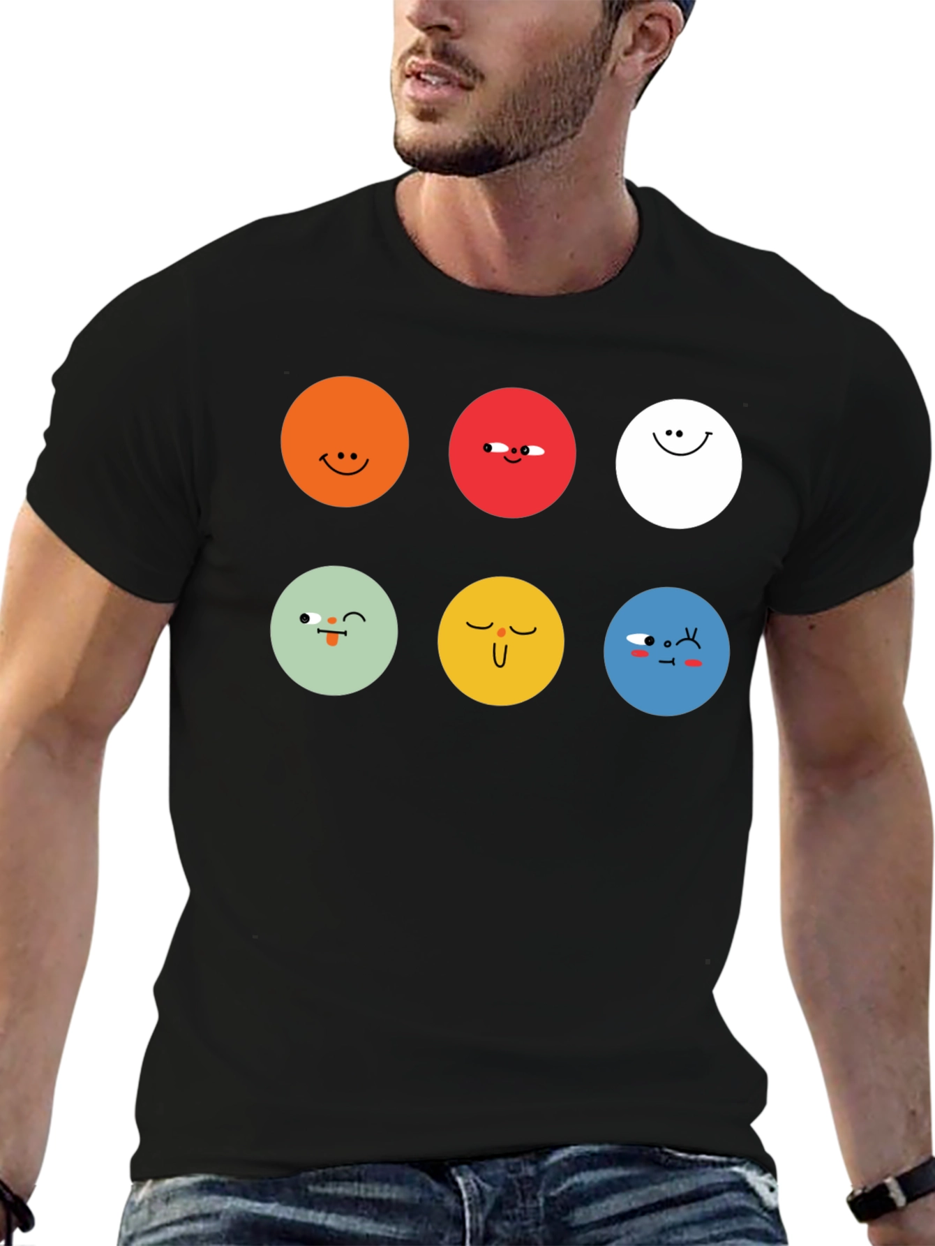 Emoji Faces Graphic Tee - Unisex Black T-Shirt