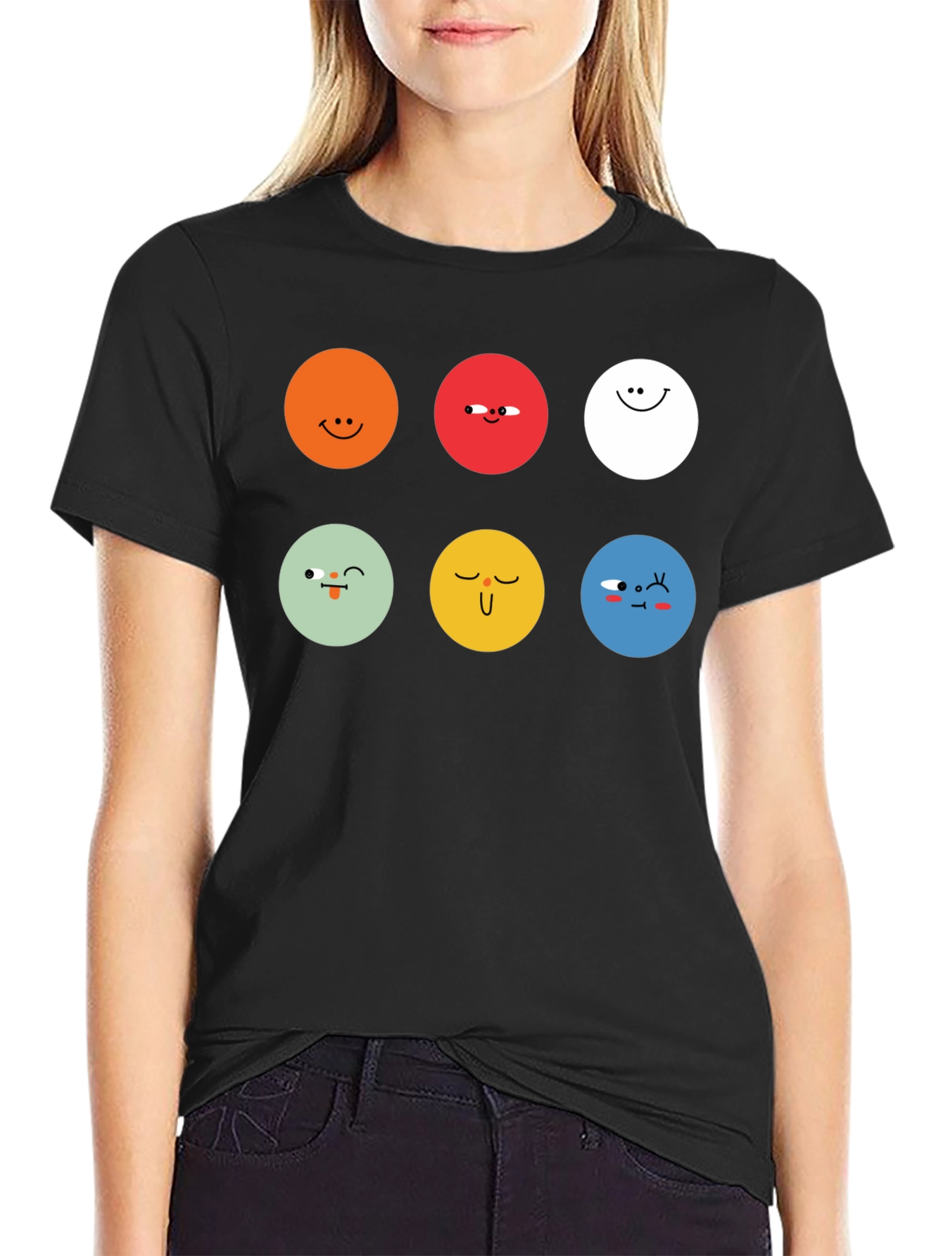 Emoji Faces Graphic Tee - Unisex Black T-Shirt