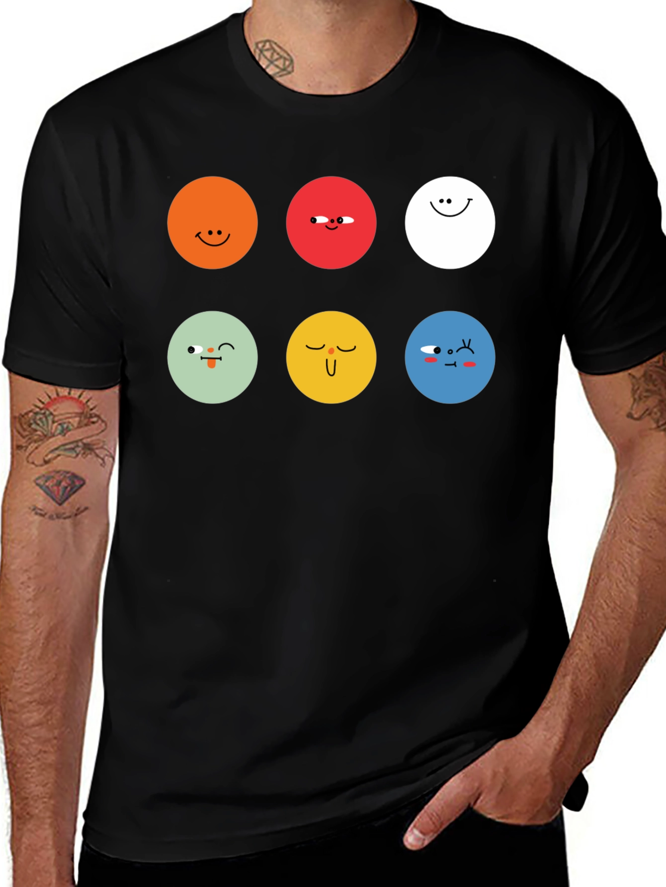 Emoji Faces Graphic Tee - Unisex Black T-Shirt
