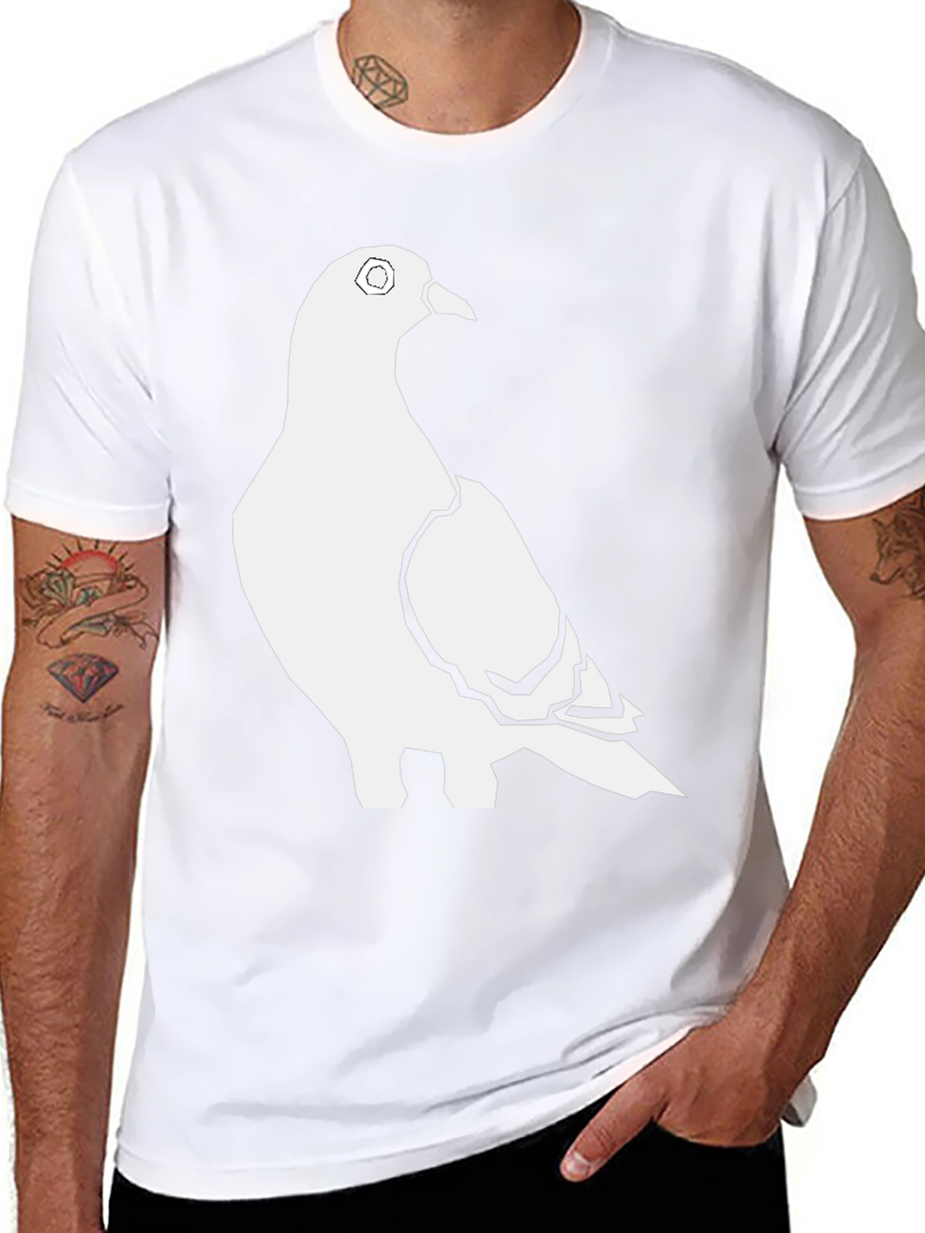 Pigeon Graphic Tee - Stylish Black Bird T-Shirt