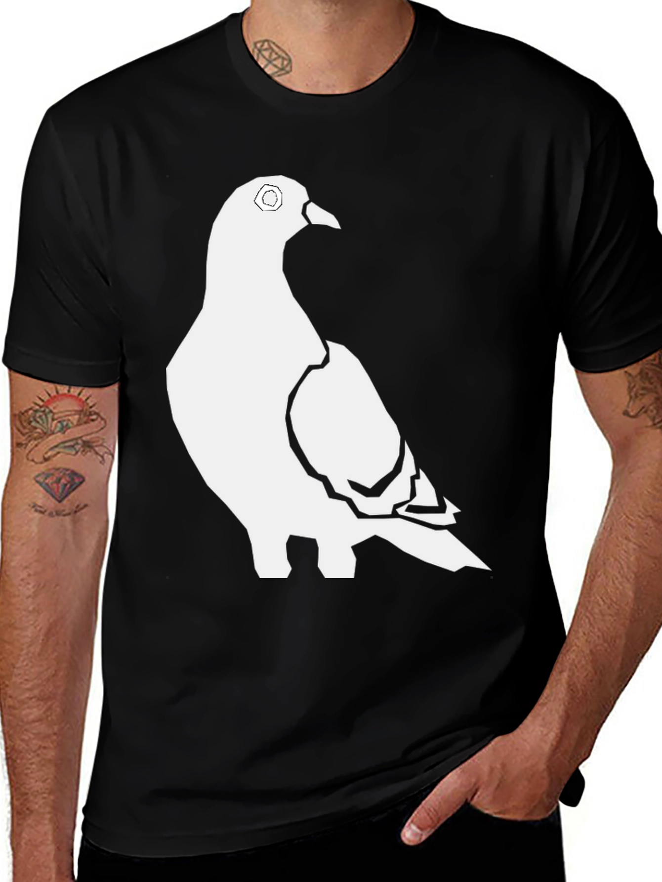 Pigeon Graphic Tee - Stylish Black Bird T-Shirt