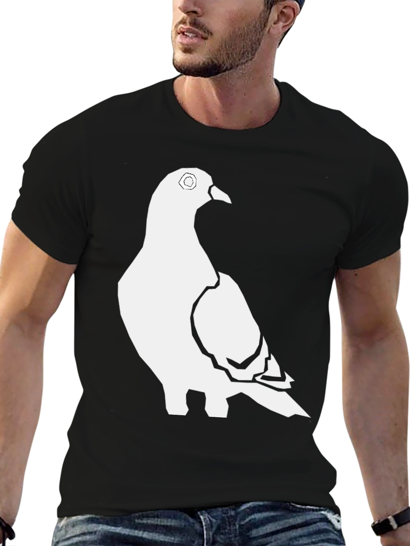 Pigeon Graphic Tee - Stylish Black Bird T-Shirt