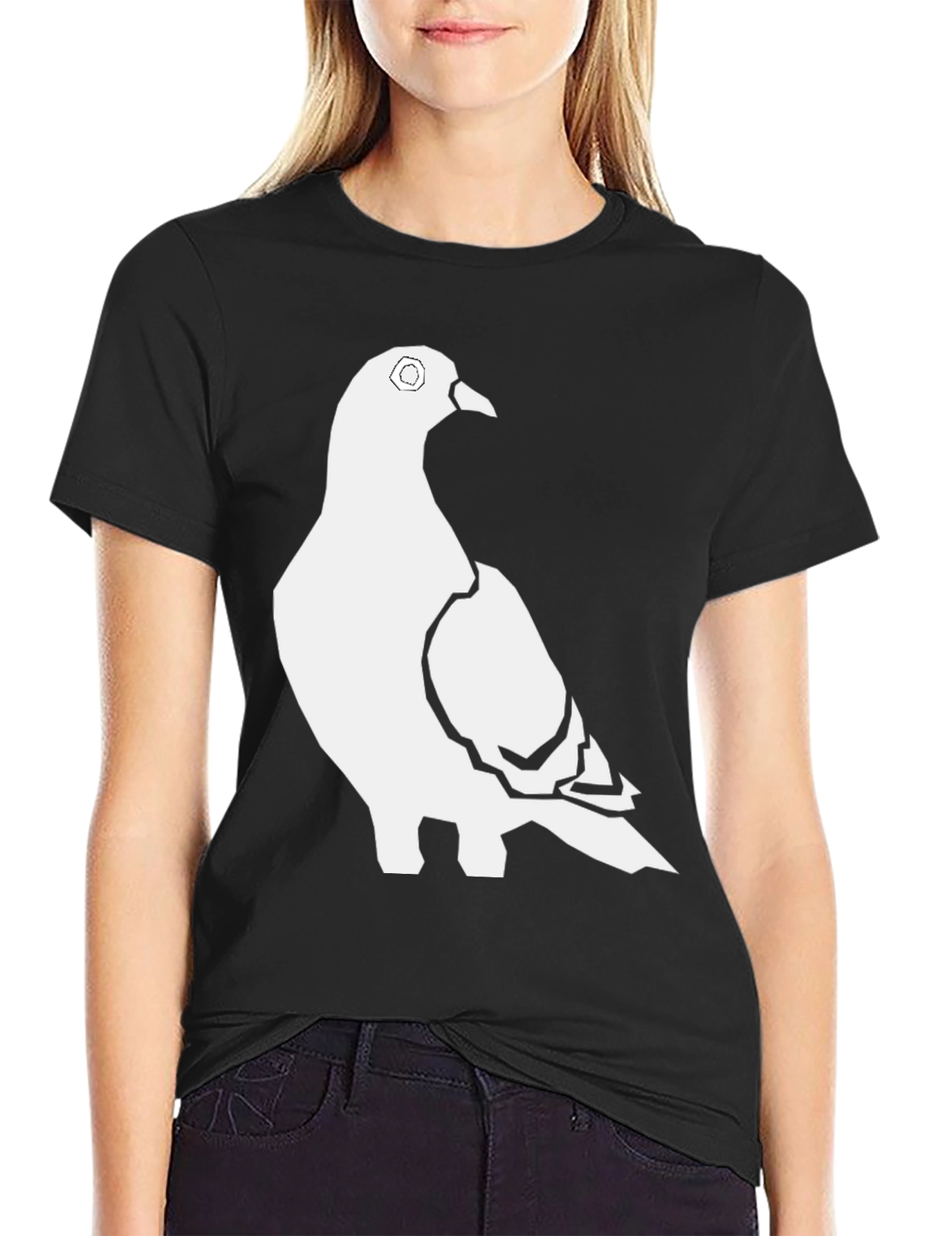 Pigeon Graphic Tee - Stylish Black Bird T-Shirt