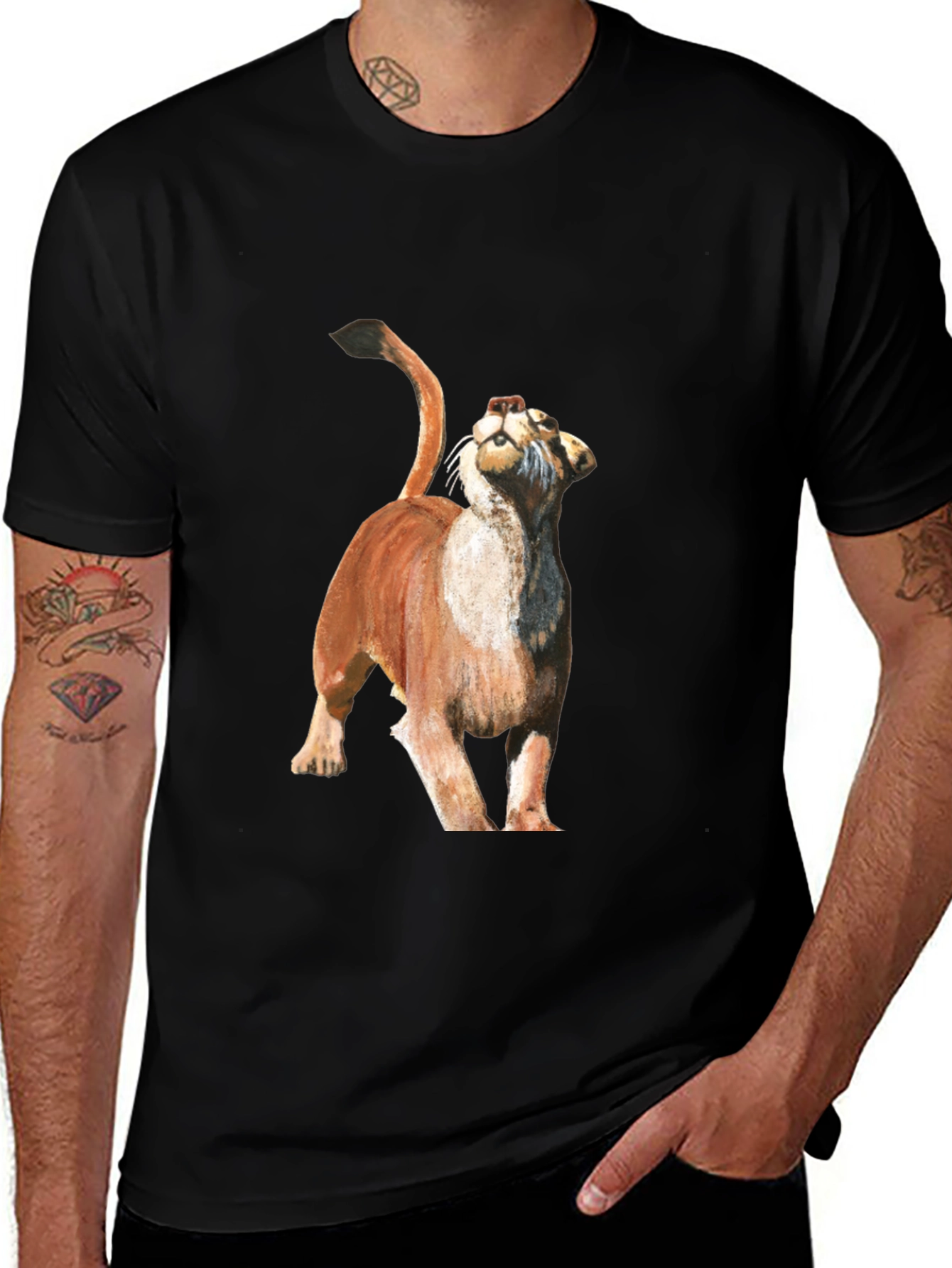 Mountain Lion Graphic Tee - Black Cotton Blend