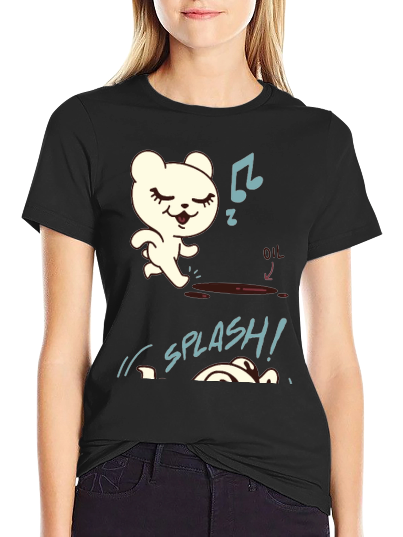 Bear Oil Spill T-Shirt - Funny Cartoon Tee
