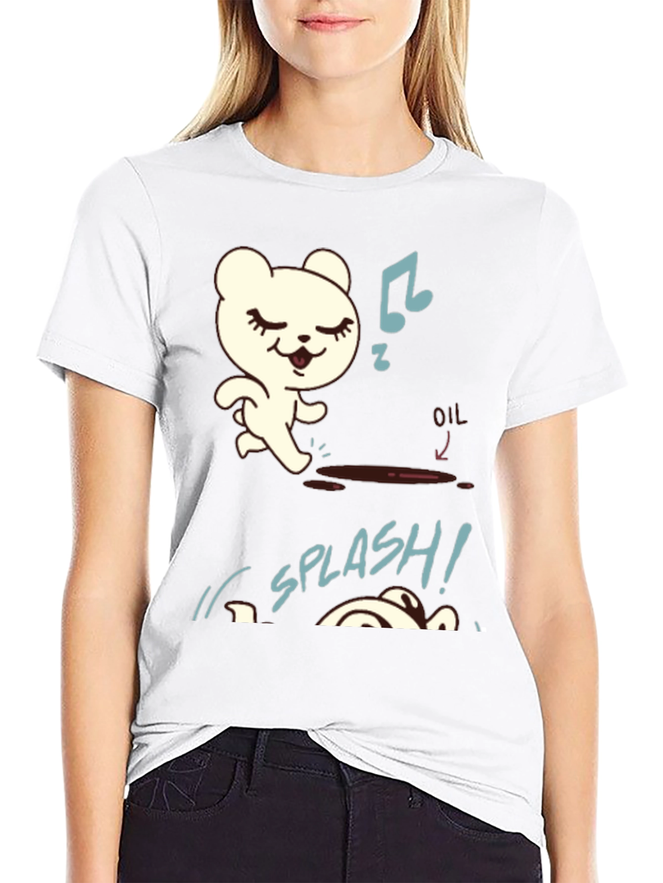Bear Oil Spill T-Shirt - Funny Cartoon Tee