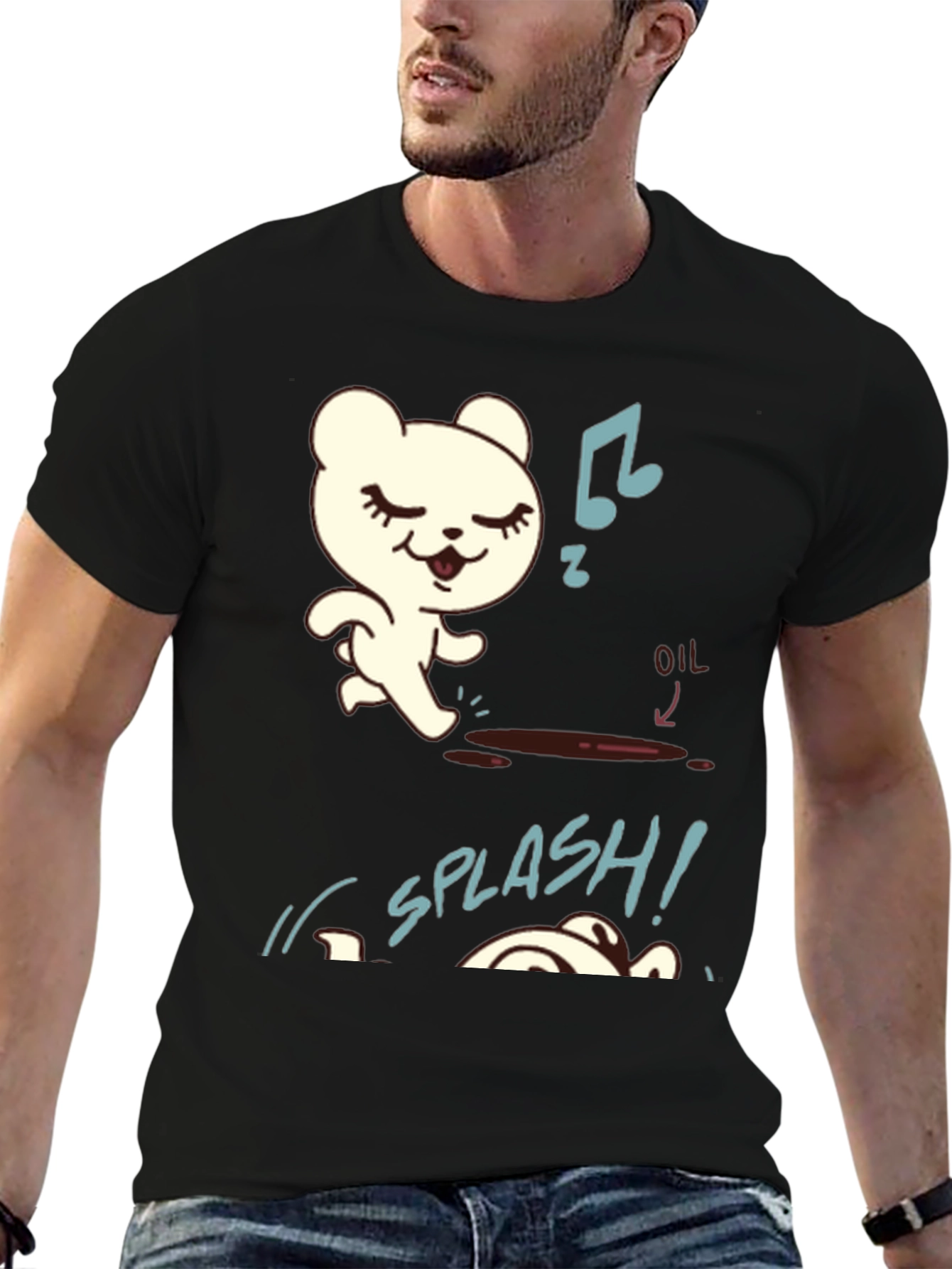 Bear Oil Spill T-Shirt - Funny Cartoon Tee