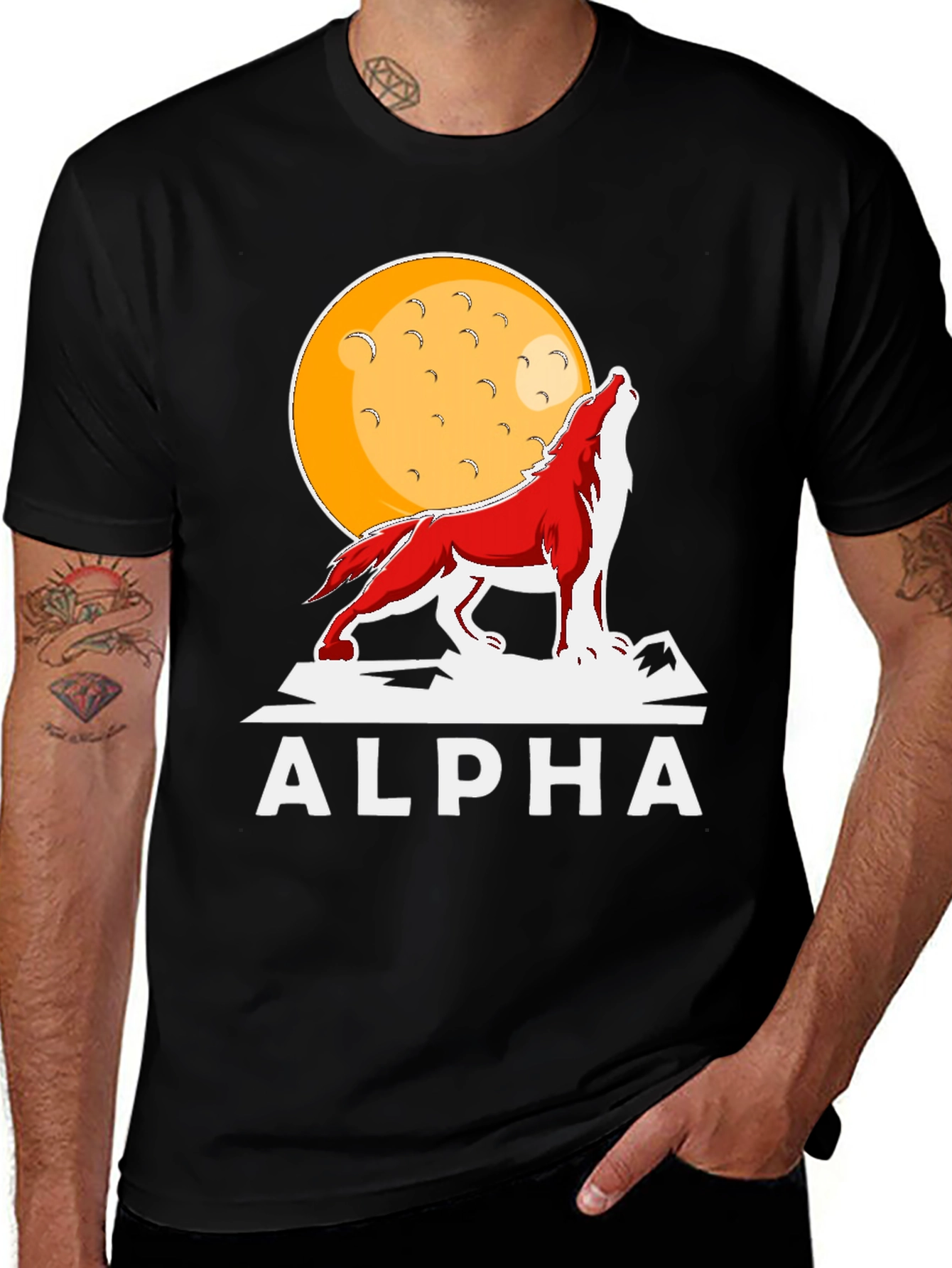 Alpha Wolf Moon Graphic Tee - Bold Statement T-Shirt