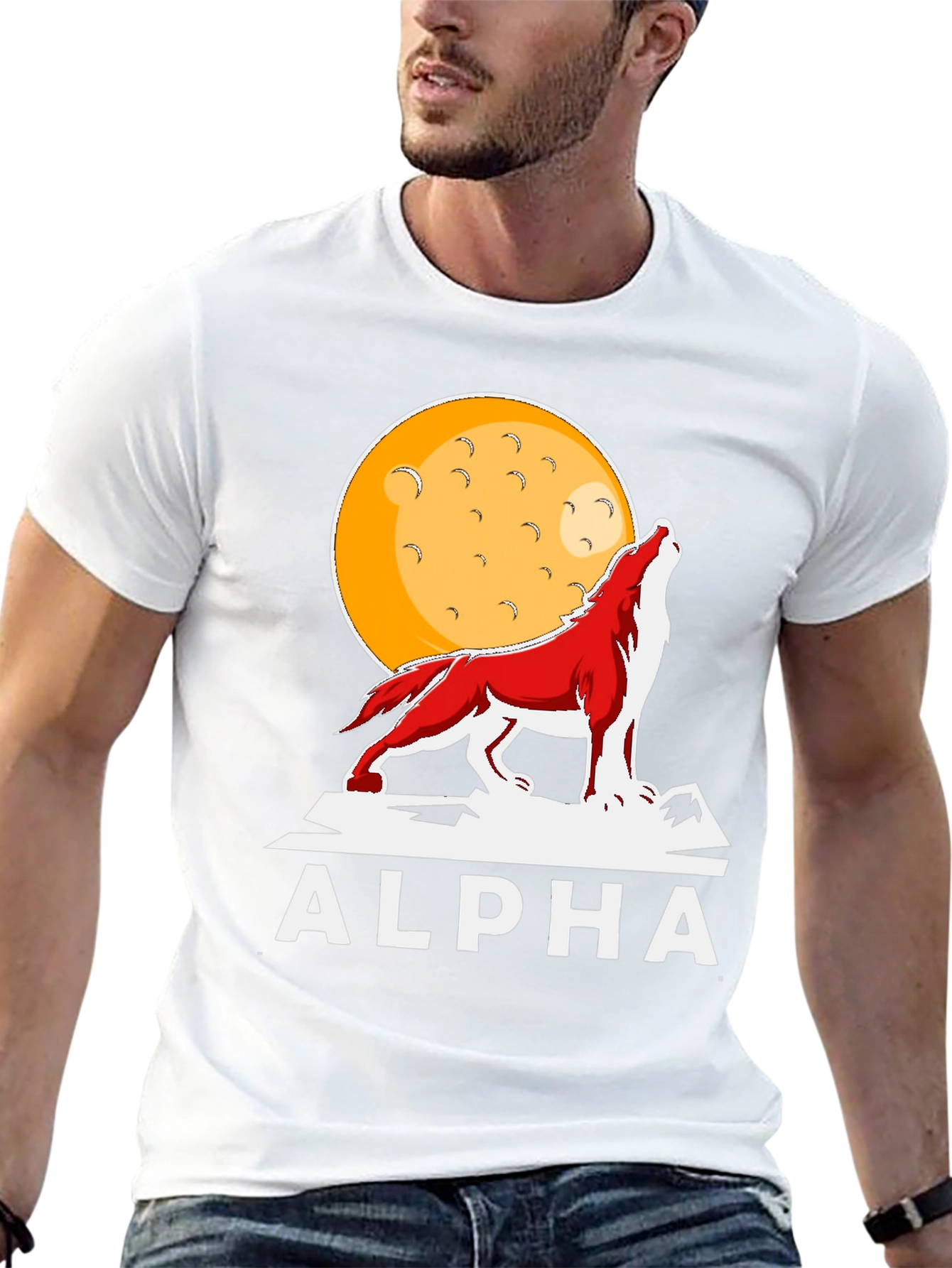Alpha Wolf Moon Graphic Tee - Bold Statement T-Shirt