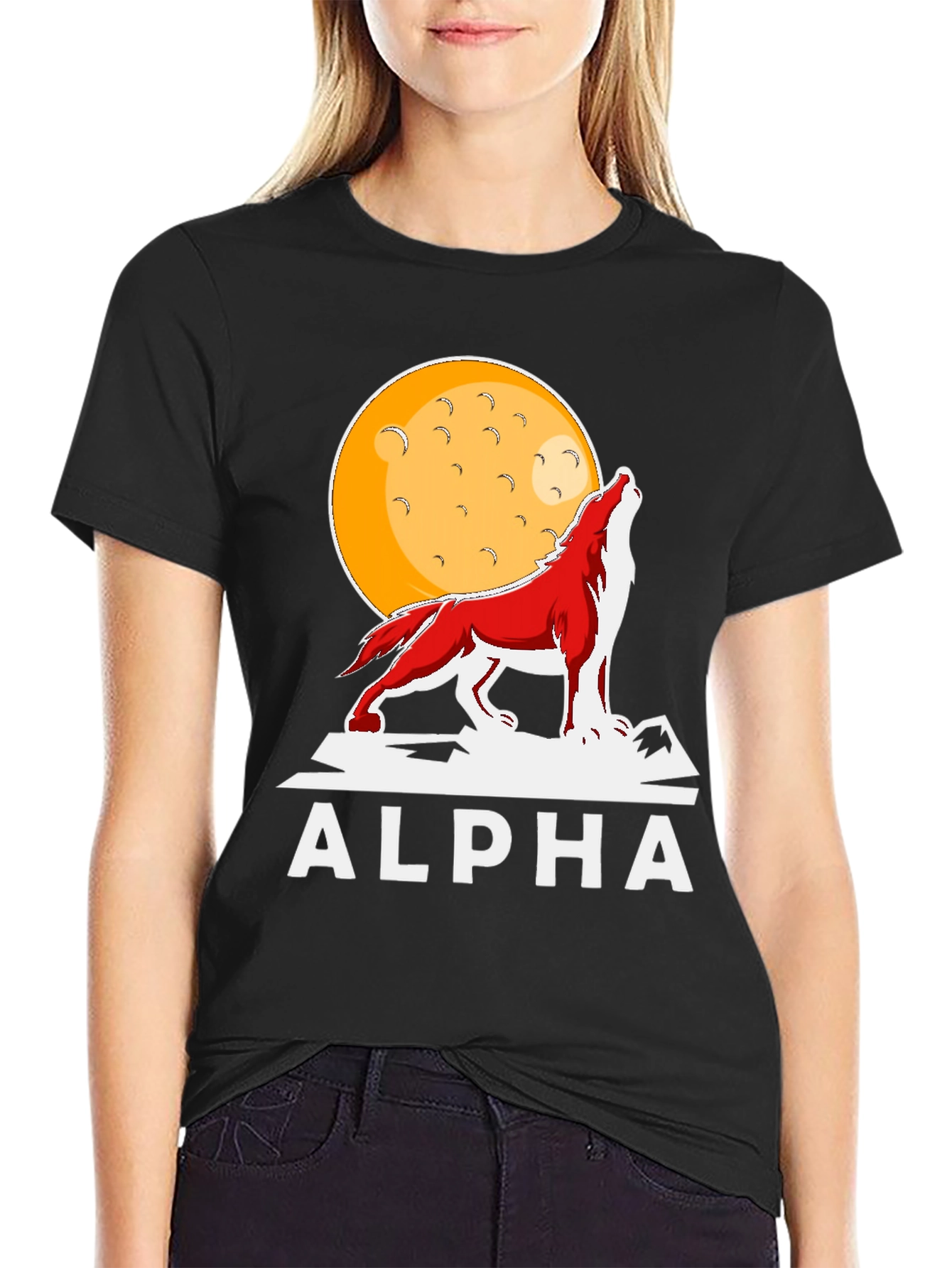 Alpha Wolf Moon Graphic Tee - Bold Statement T-Shirt