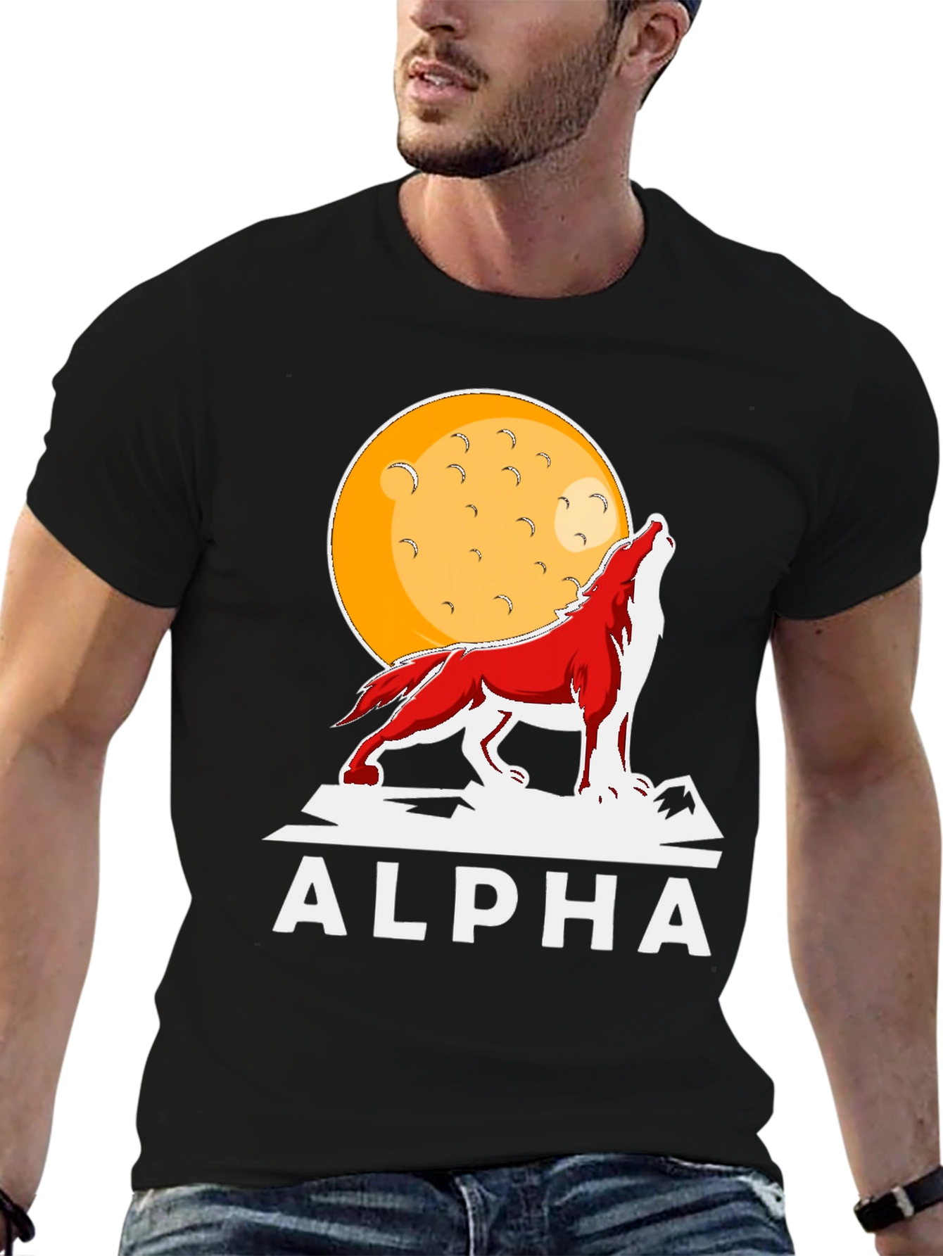Alpha Wolf Moon Graphic Tee - Bold Statement T-Shirt