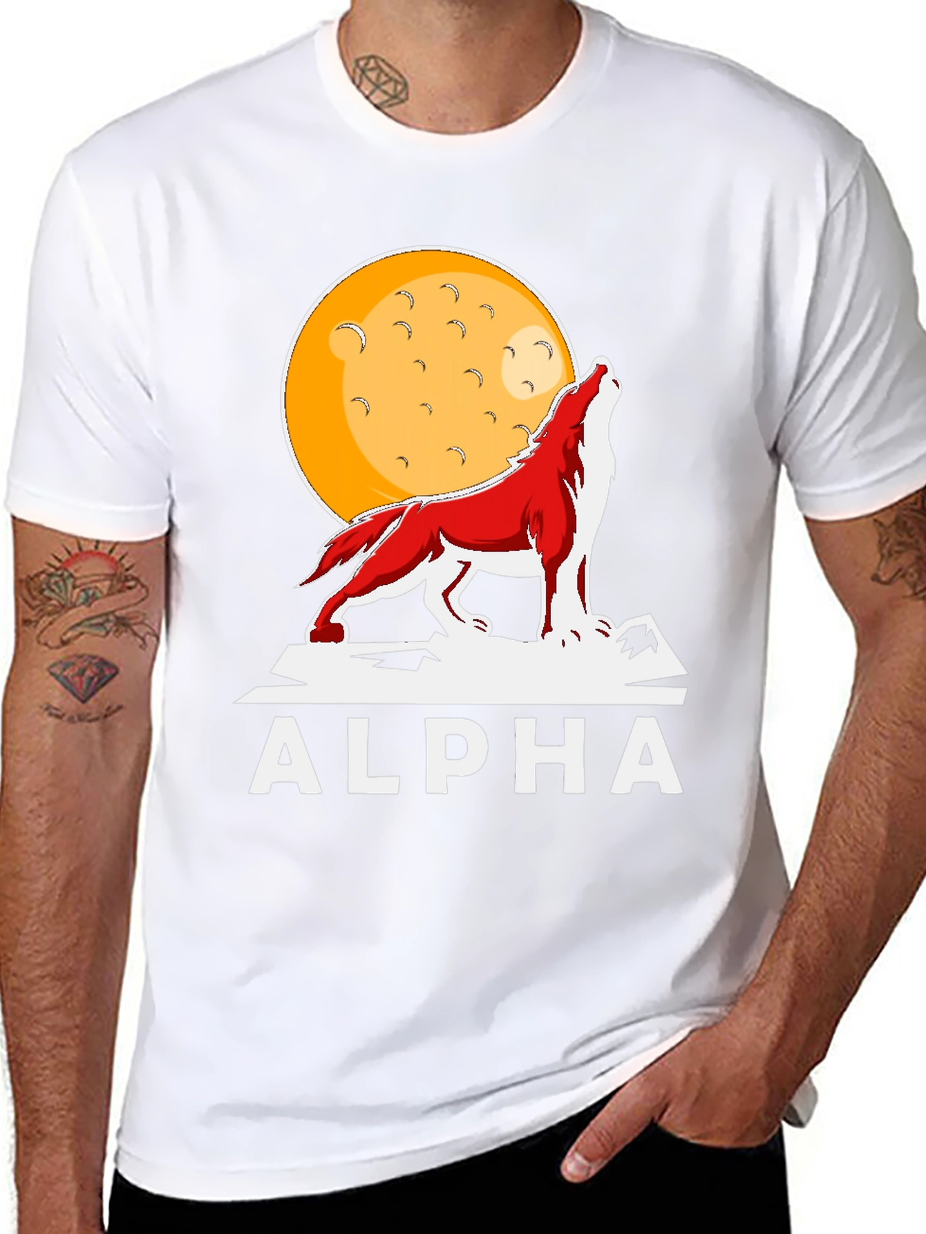 Alpha Wolf Moon Graphic Tee - Bold Statement T-Shirt