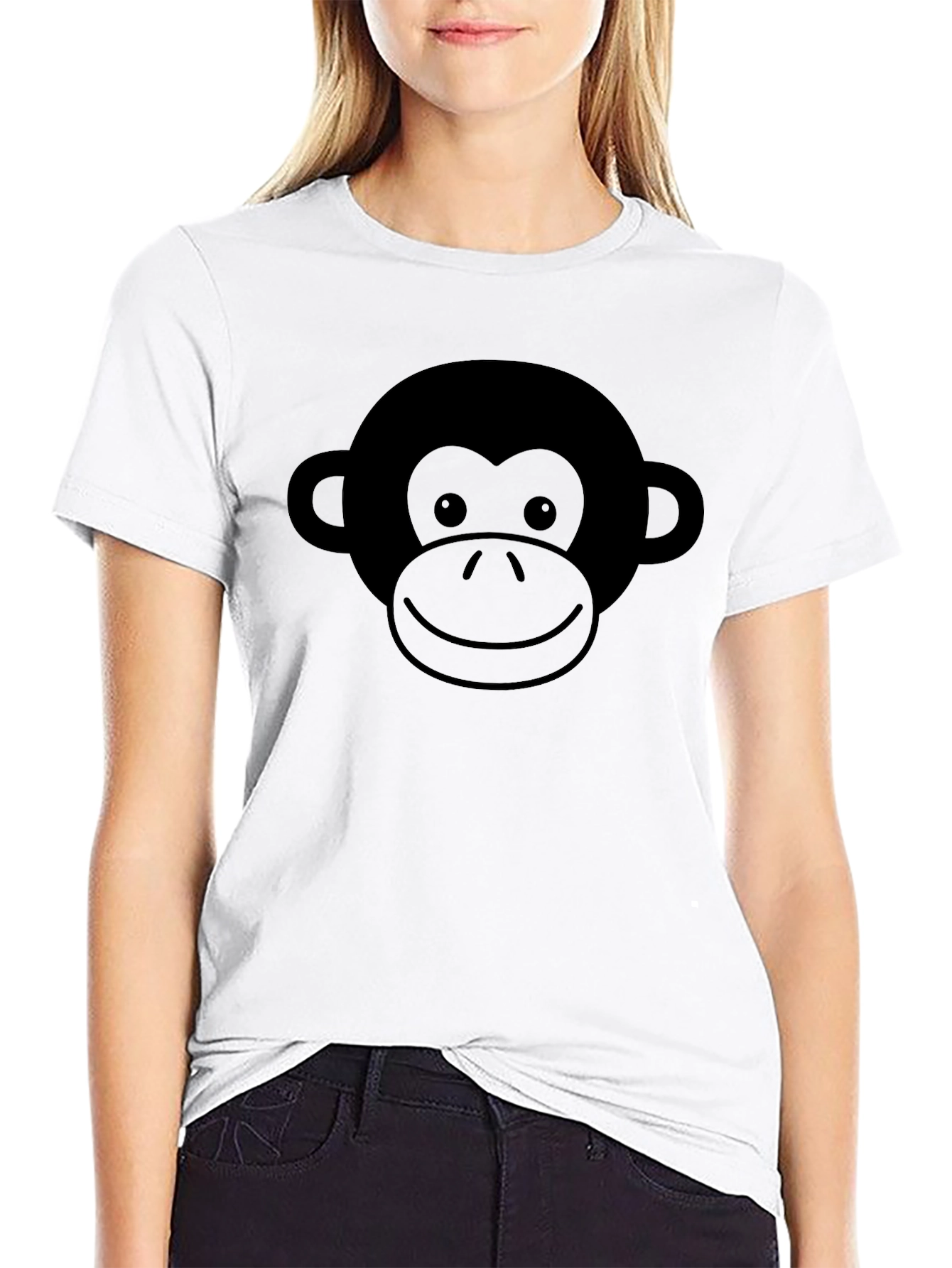 Monkey Face Graphic Tee - Black Cotton T-Shirt