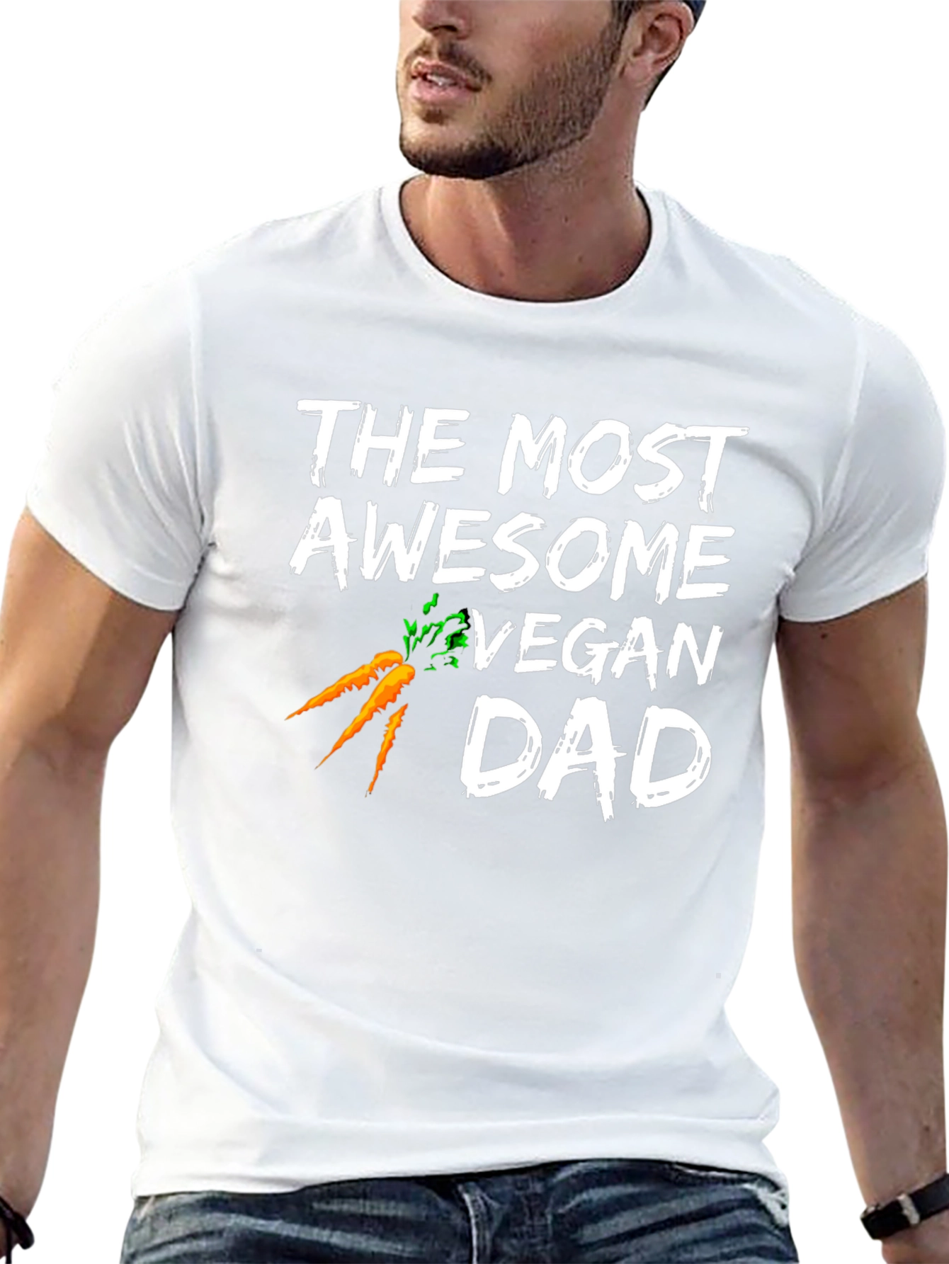Awesome Vegan Dad T-Shirt - Carrots Design