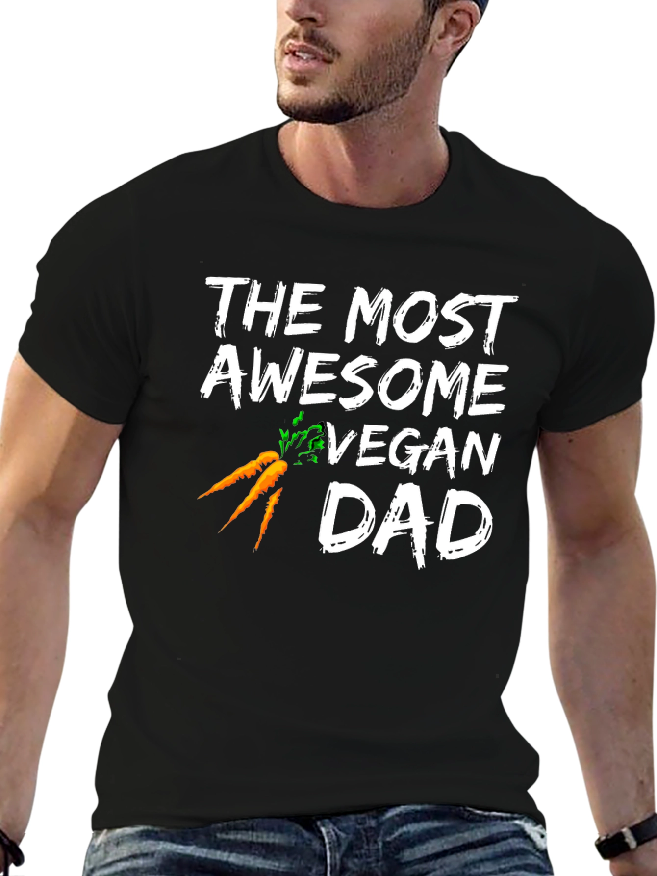 Awesome Vegan Dad T-Shirt - Carrots Design