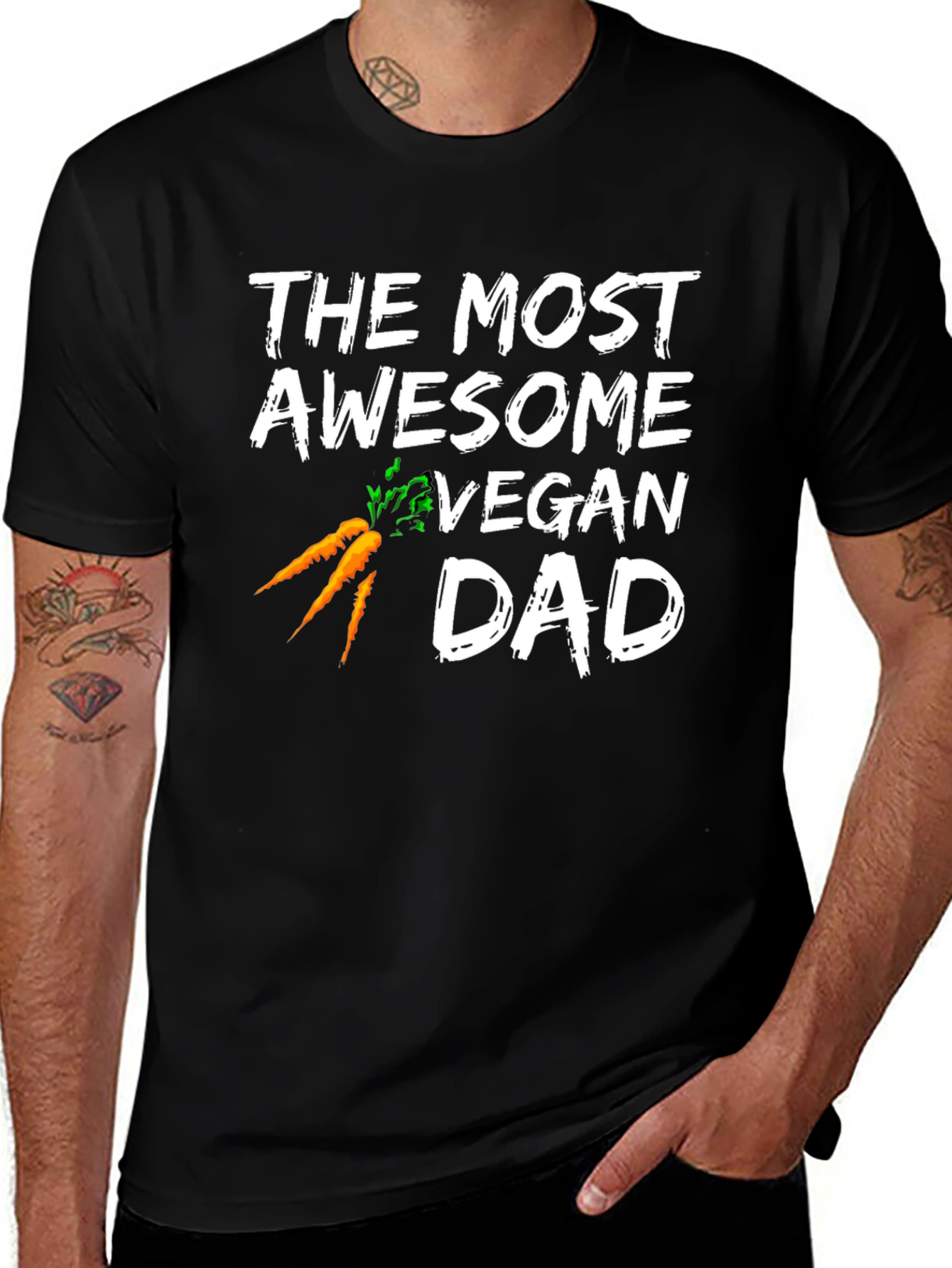 Awesome Vegan Dad T-Shirt - Carrots Design