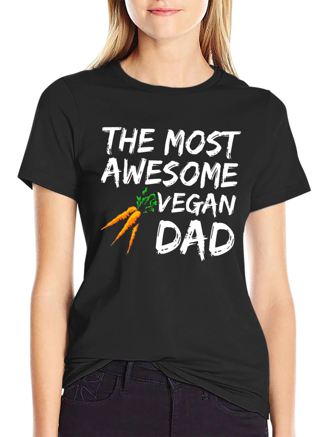 Awesome Vegan Dad T-Shirt - Carrots Design