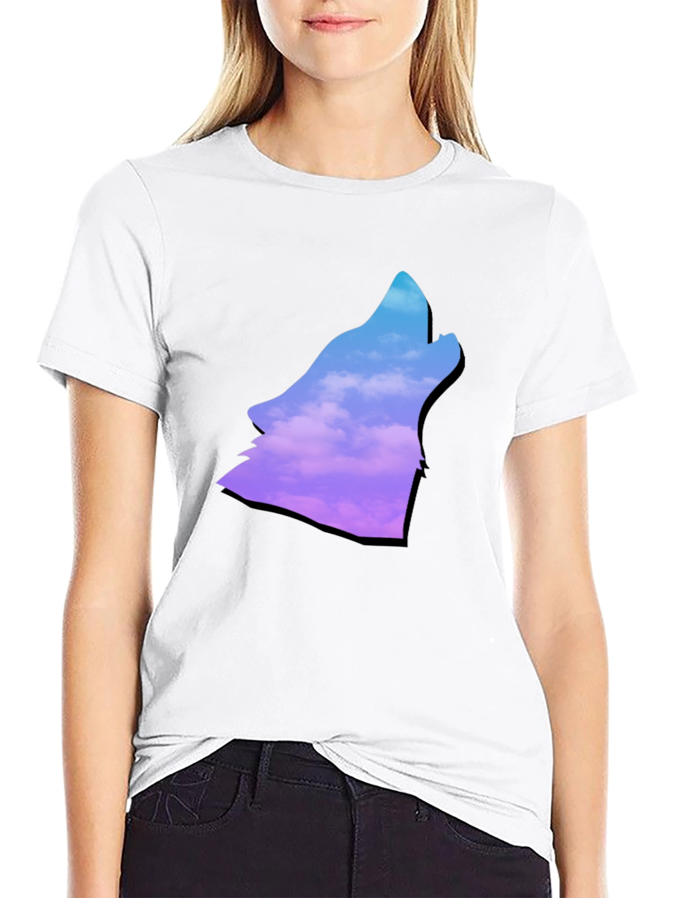 Wolf Howl T-Shirt - Cloudscape Silhouette