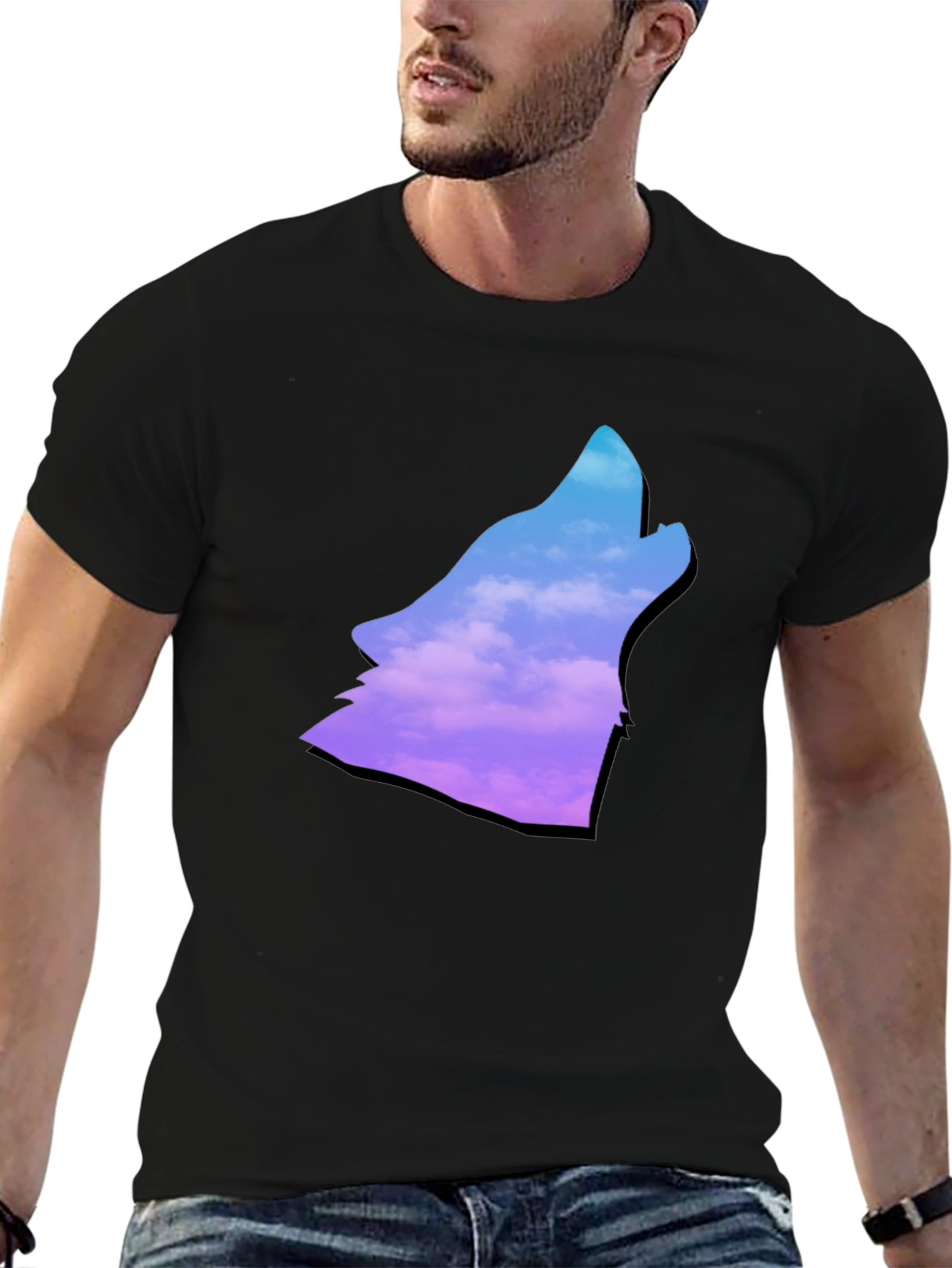 Wolf Howl T-Shirt - Cloudscape Silhouette