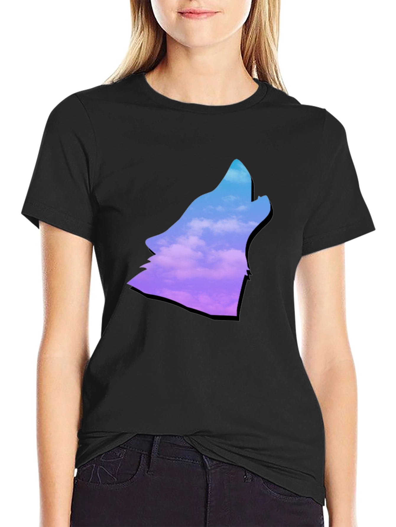 Wolf Howl T-Shirt - Cloudscape Silhouette