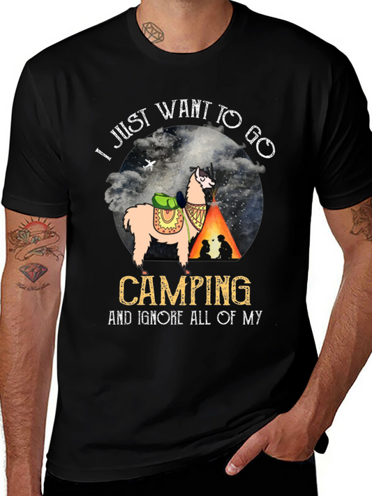 Camping Llama Graphic Tee - Adventure Ready T-Shirt