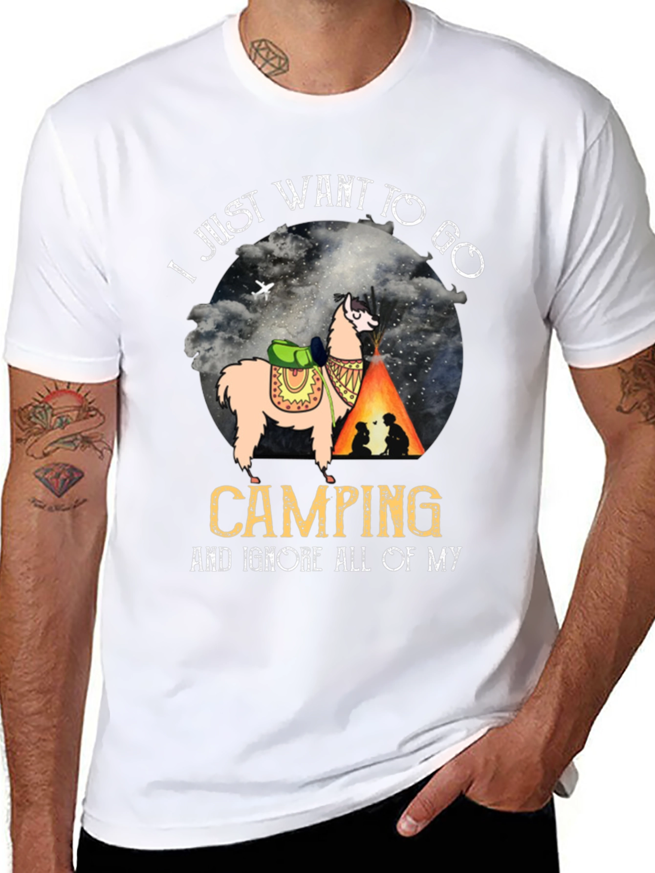 Camping Llama Graphic Tee - Adventure Ready T-Shirt