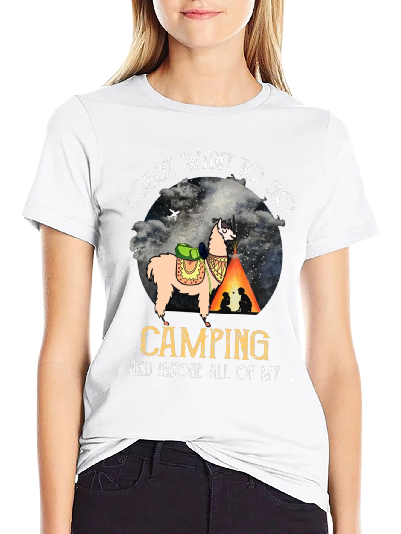Camping Llama Graphic Tee - Adventure Ready T-Shirt