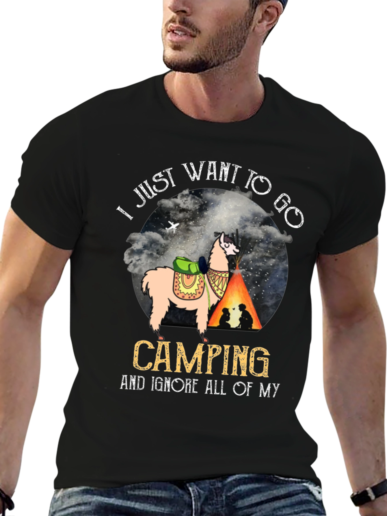 Camping Llama Graphic Tee - Adventure Ready T-Shirt