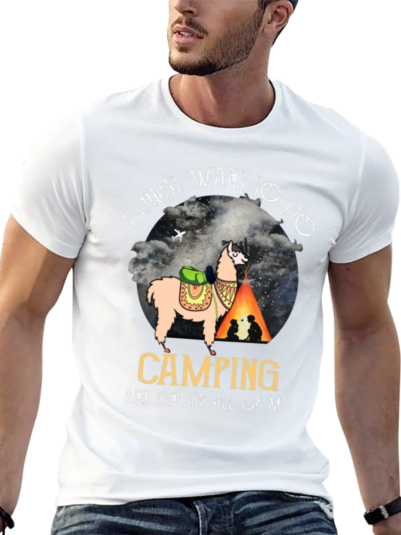 Camping Llama Graphic Tee - Adventure Ready T-Shirt