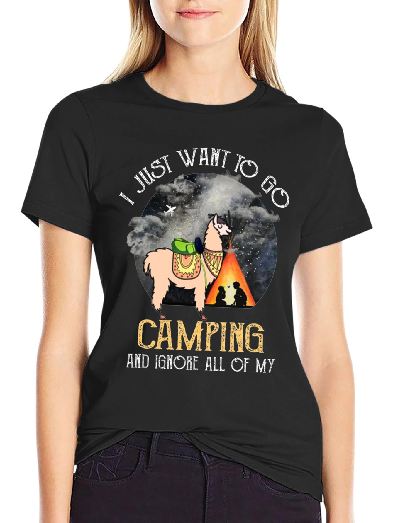 Camping Llama Graphic Tee - Adventure Ready T-Shirt