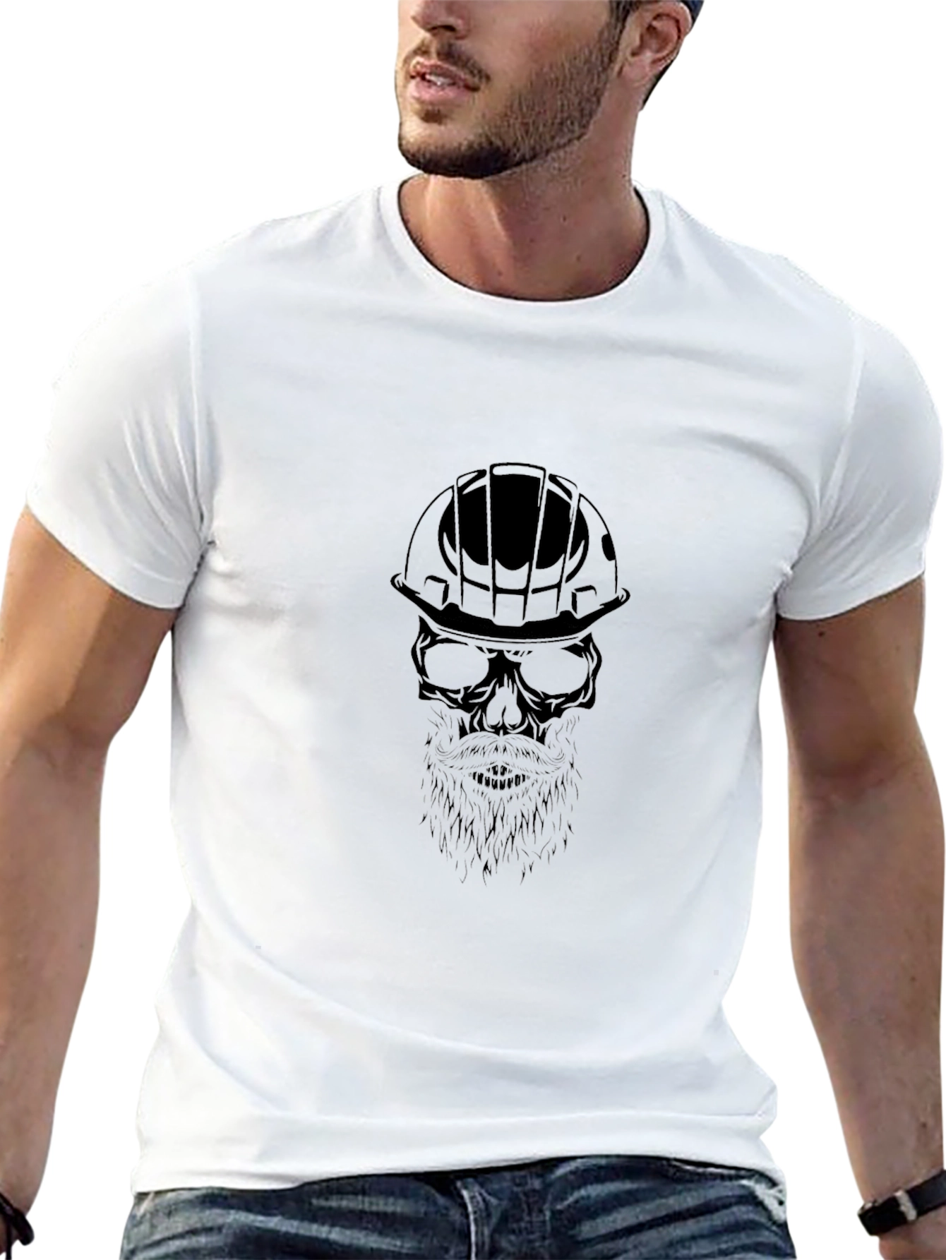 Construction Skull Graphic Tee - Black