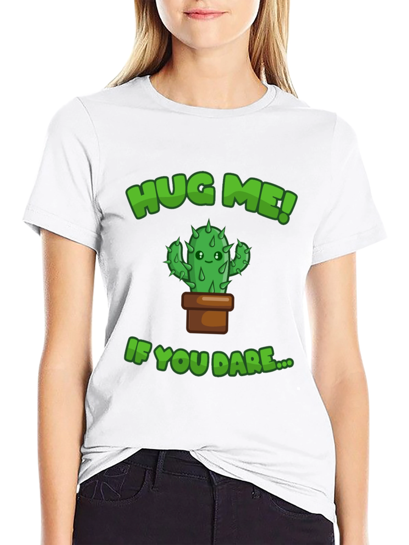 Hug Me! Cactus Graphic Tee - Mens Black T-Shirt
