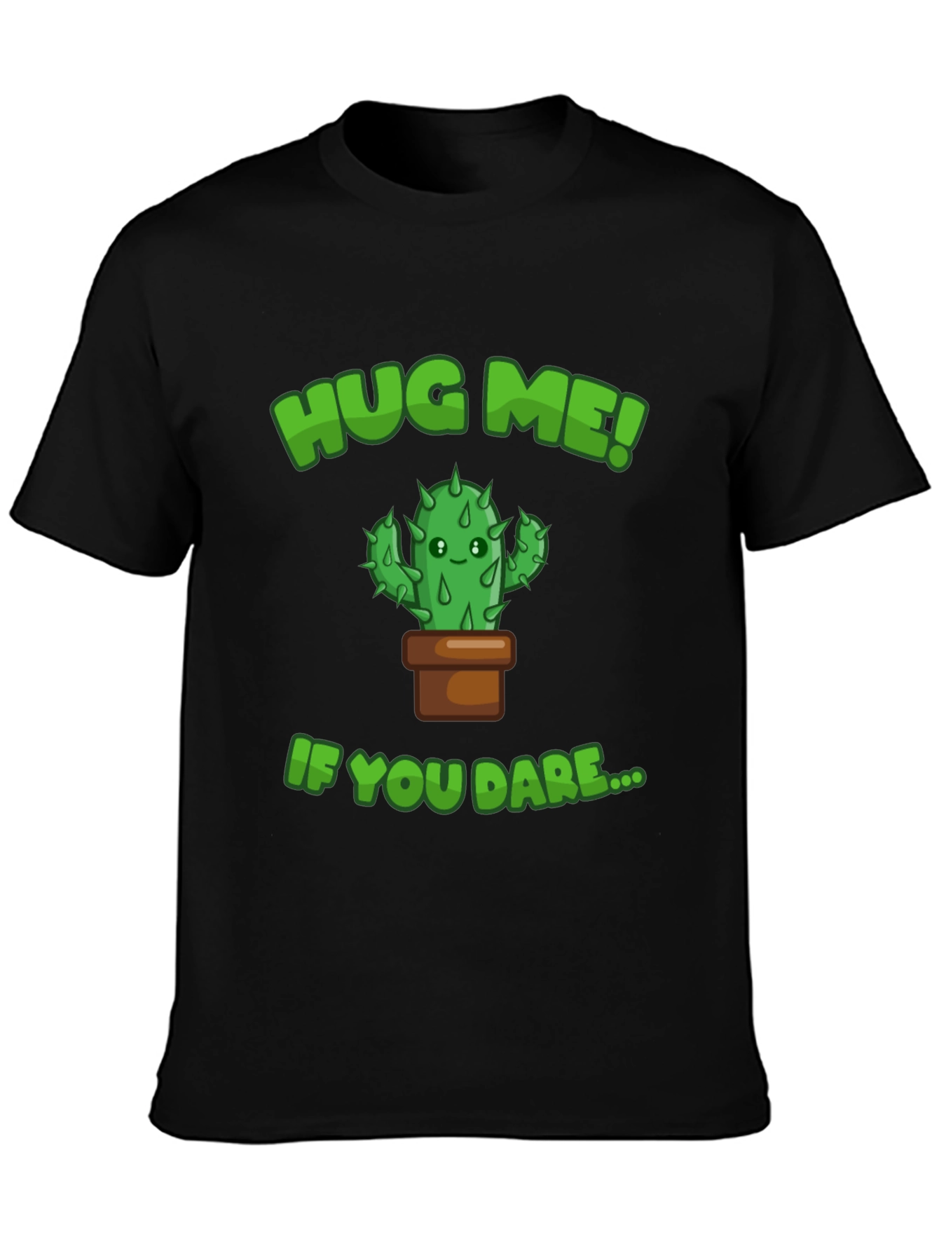 Hug Me! Cactus Graphic Tee - Mens Black T-Shirt