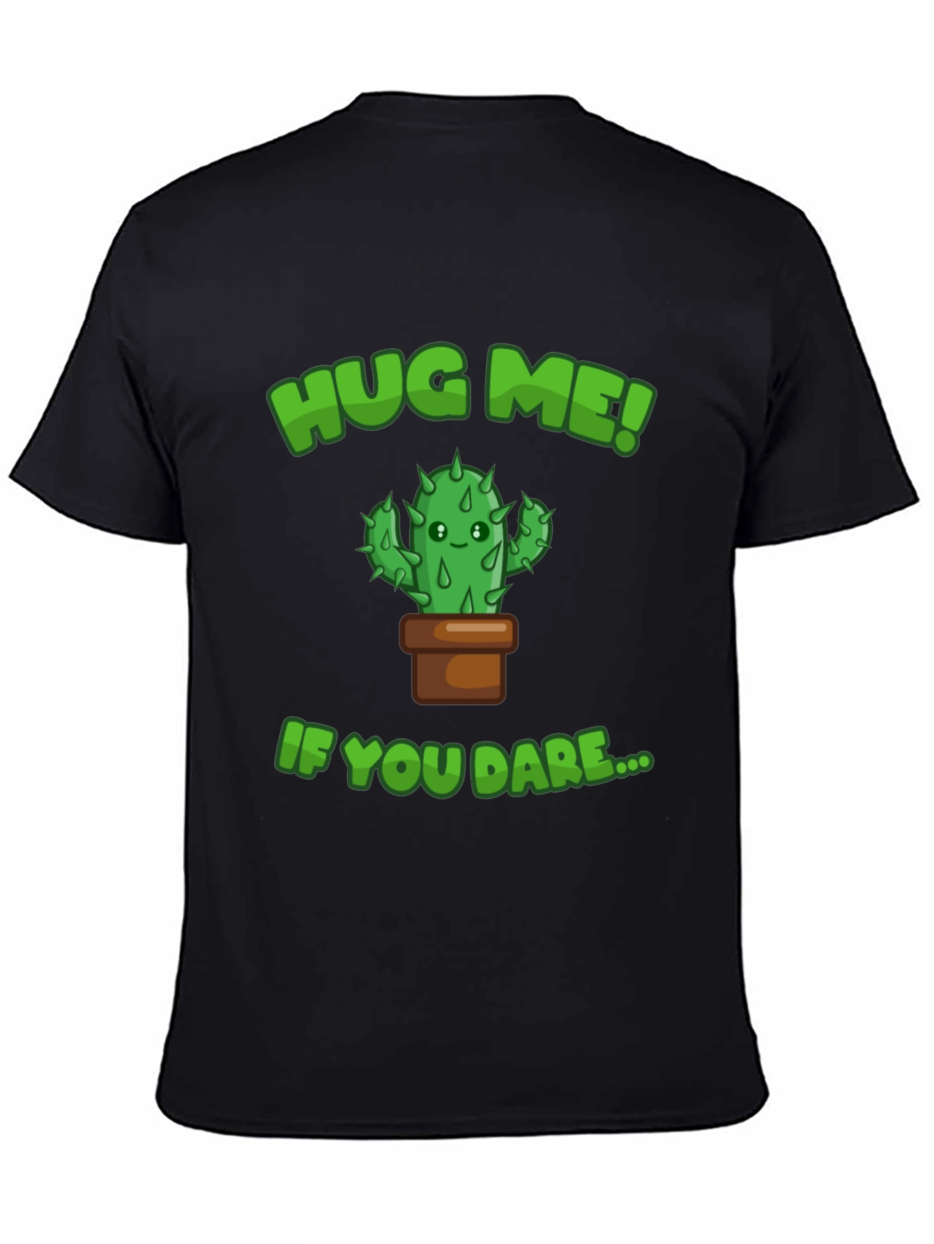 Hug Me! Cactus Graphic Tee - Mens Black T-Shirt