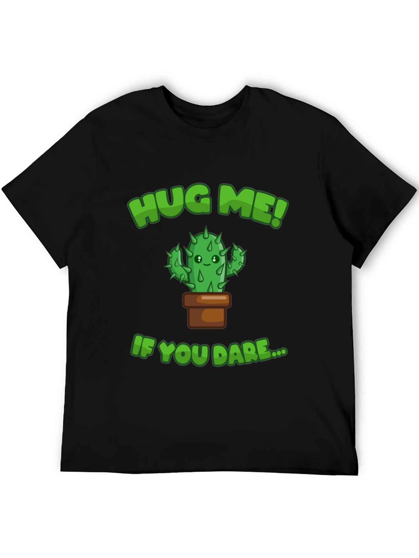 Hug Me! Cactus Graphic Tee - Mens Black T-Shirt