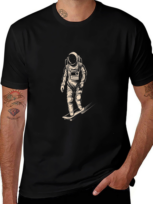 Astronaut Skateboarder Graphic Tee - Black