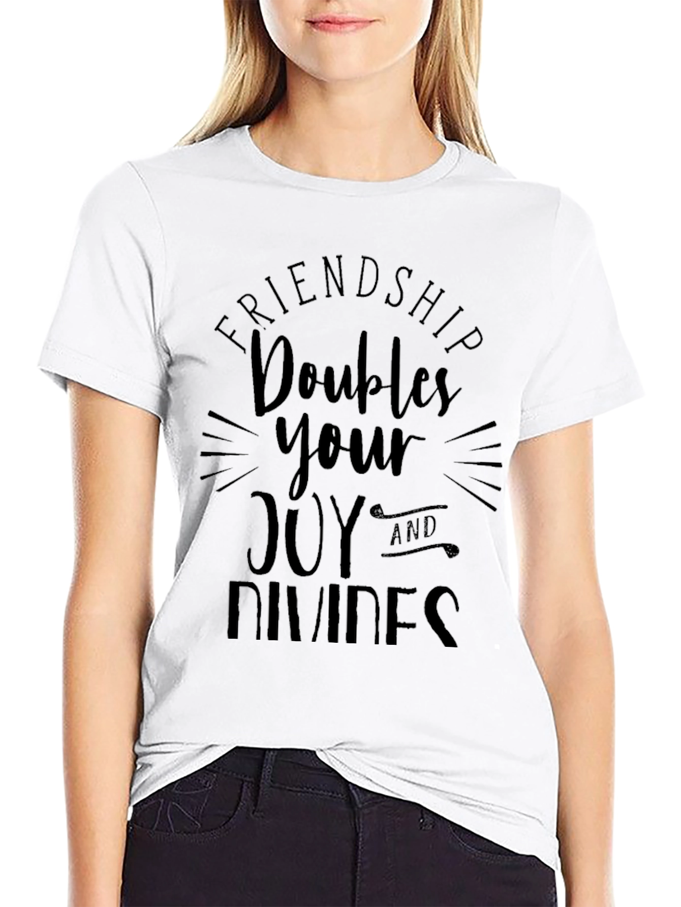 Friendship Doubles Joy Mens Black Graphic Tee