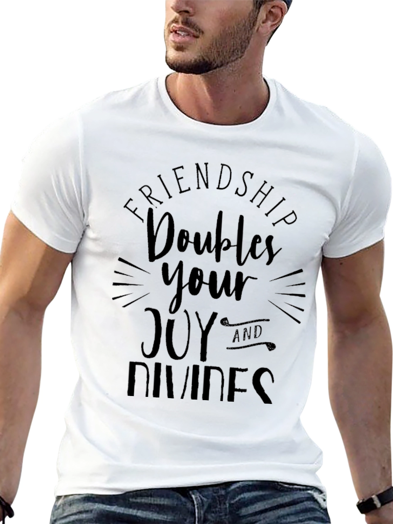 Friendship Doubles Joy Mens Black Graphic Tee