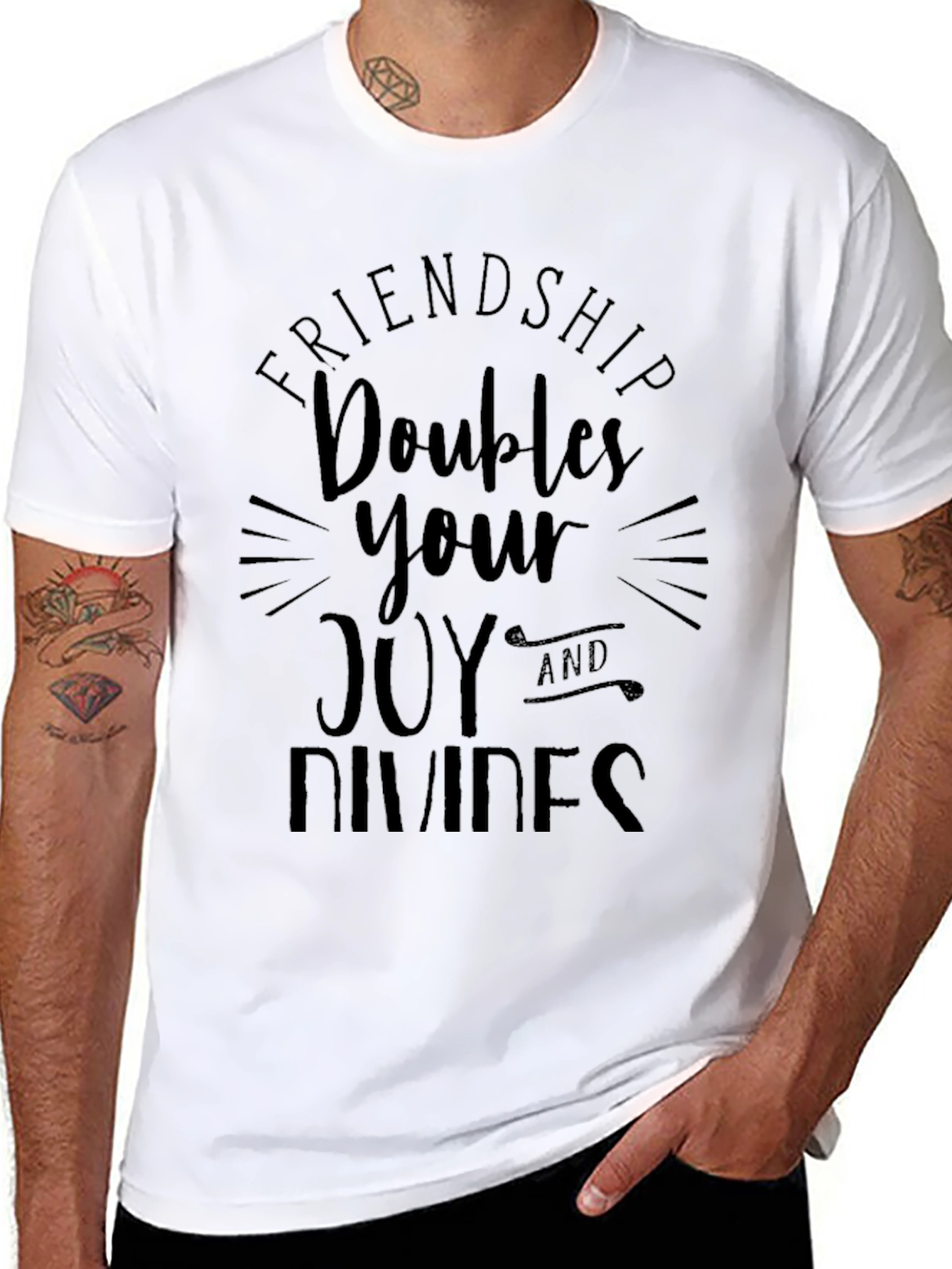 Friendship Doubles Joy Mens Black Graphic Tee