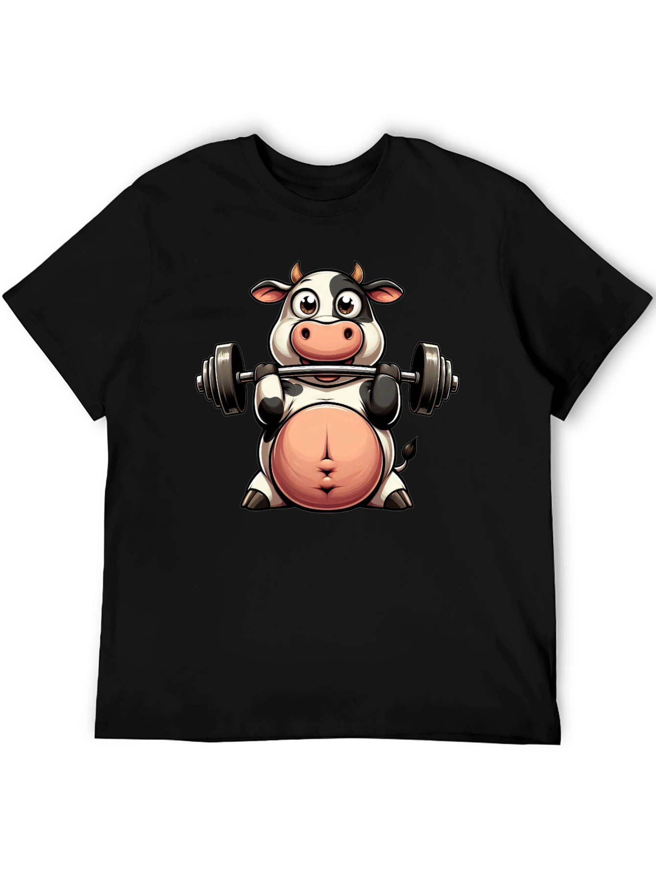 Cow Lifting Weights T-Shirt - Funny Gym Tee