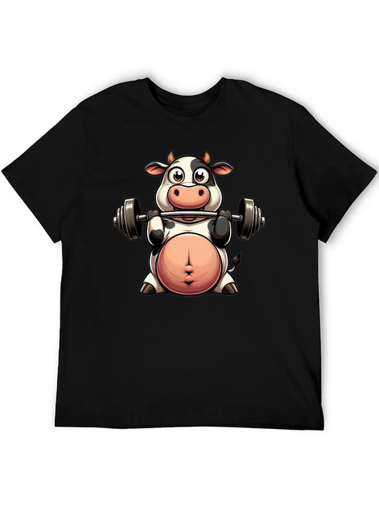 Cow Lifting Weights T-Shirt - Funny Gym Tee