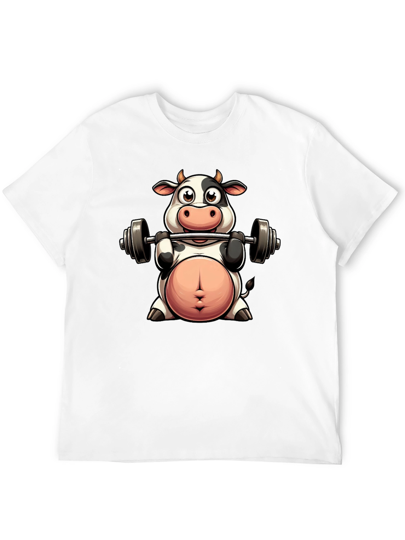 Cow Lifting Weights T-Shirt - Funny Gym Tee