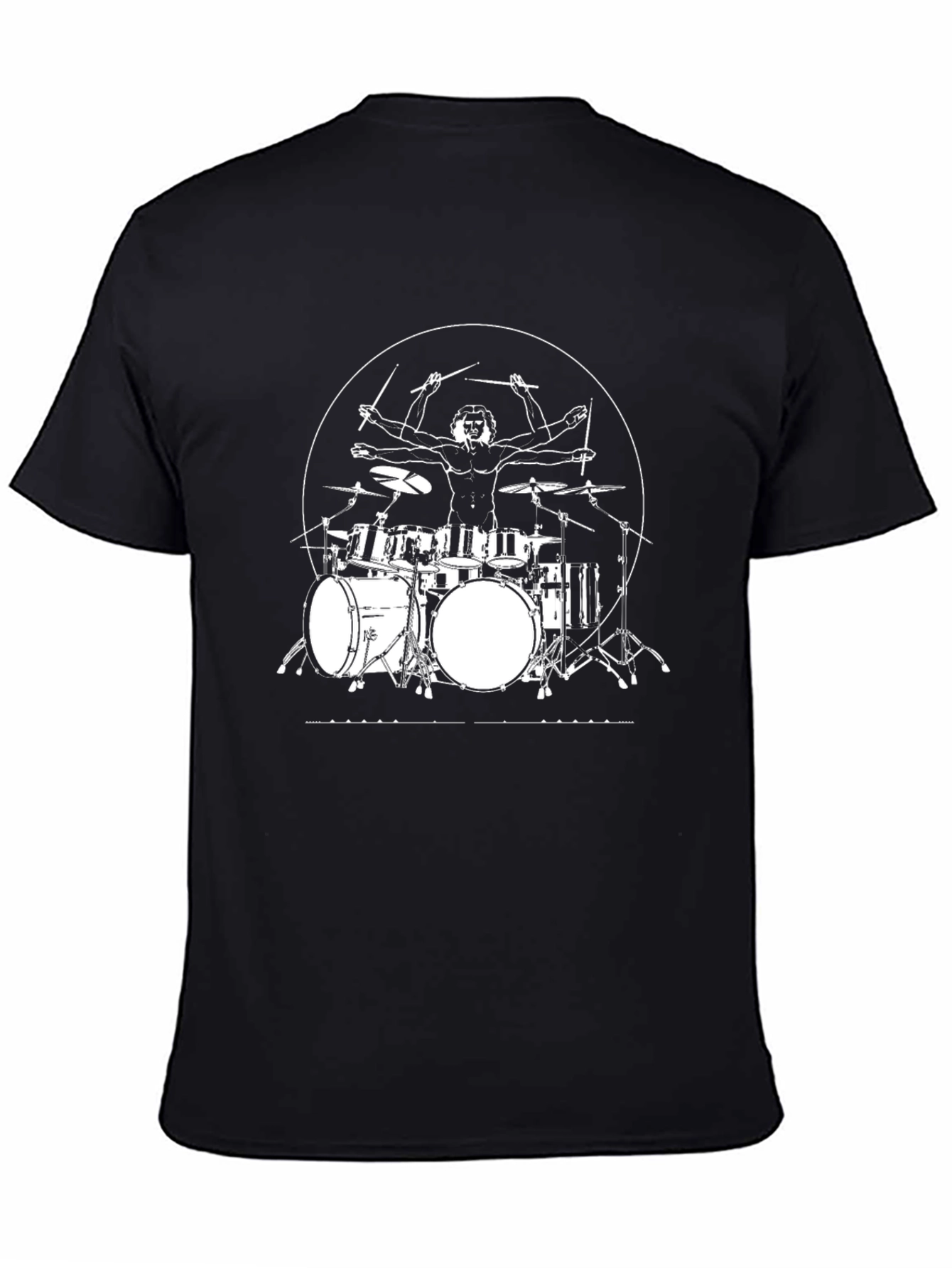 Vitruvian Drummer T-Shirt - Black Graphic Tee