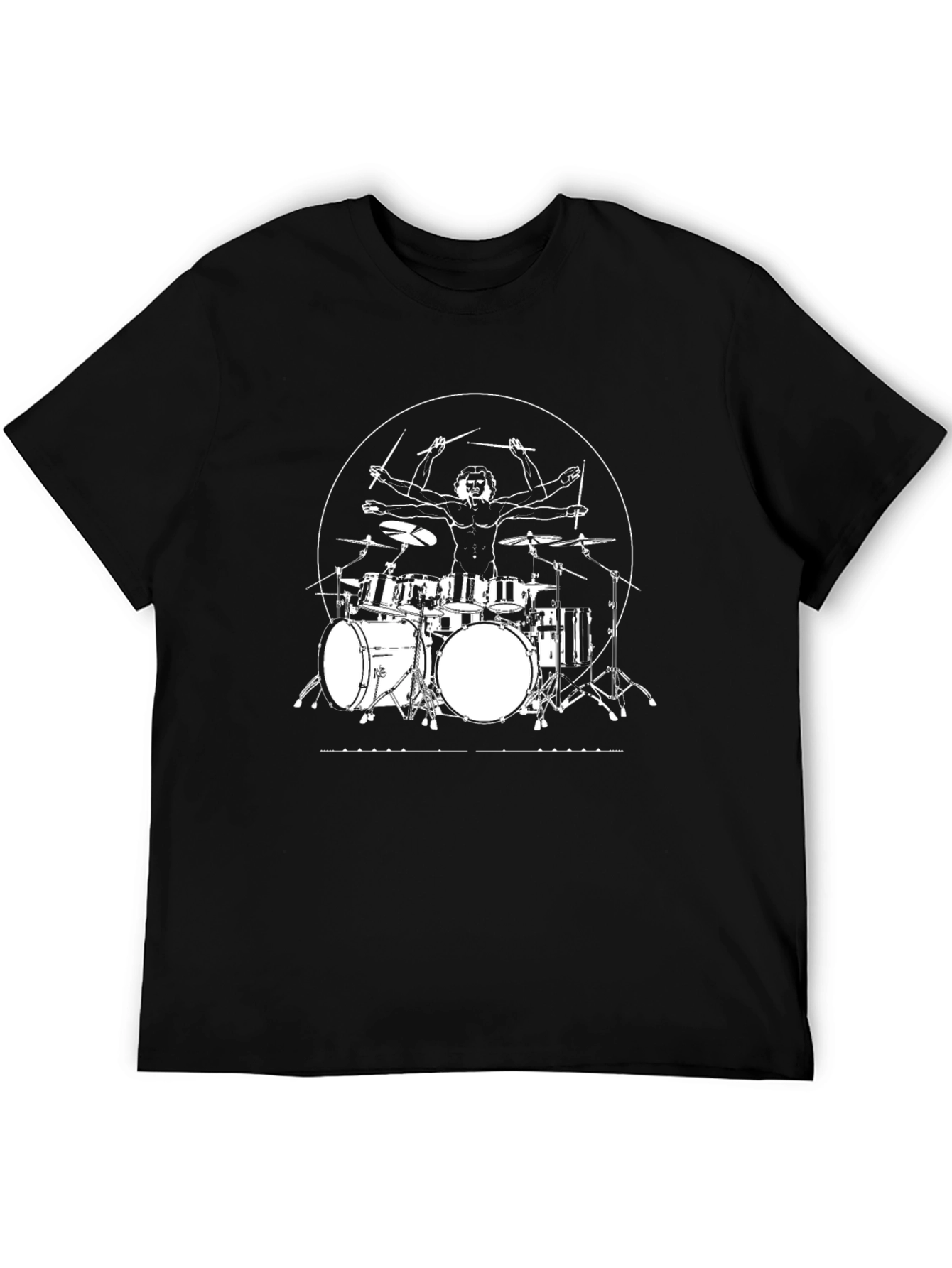 Vitruvian Drummer T-Shirt - Black Graphic Tee