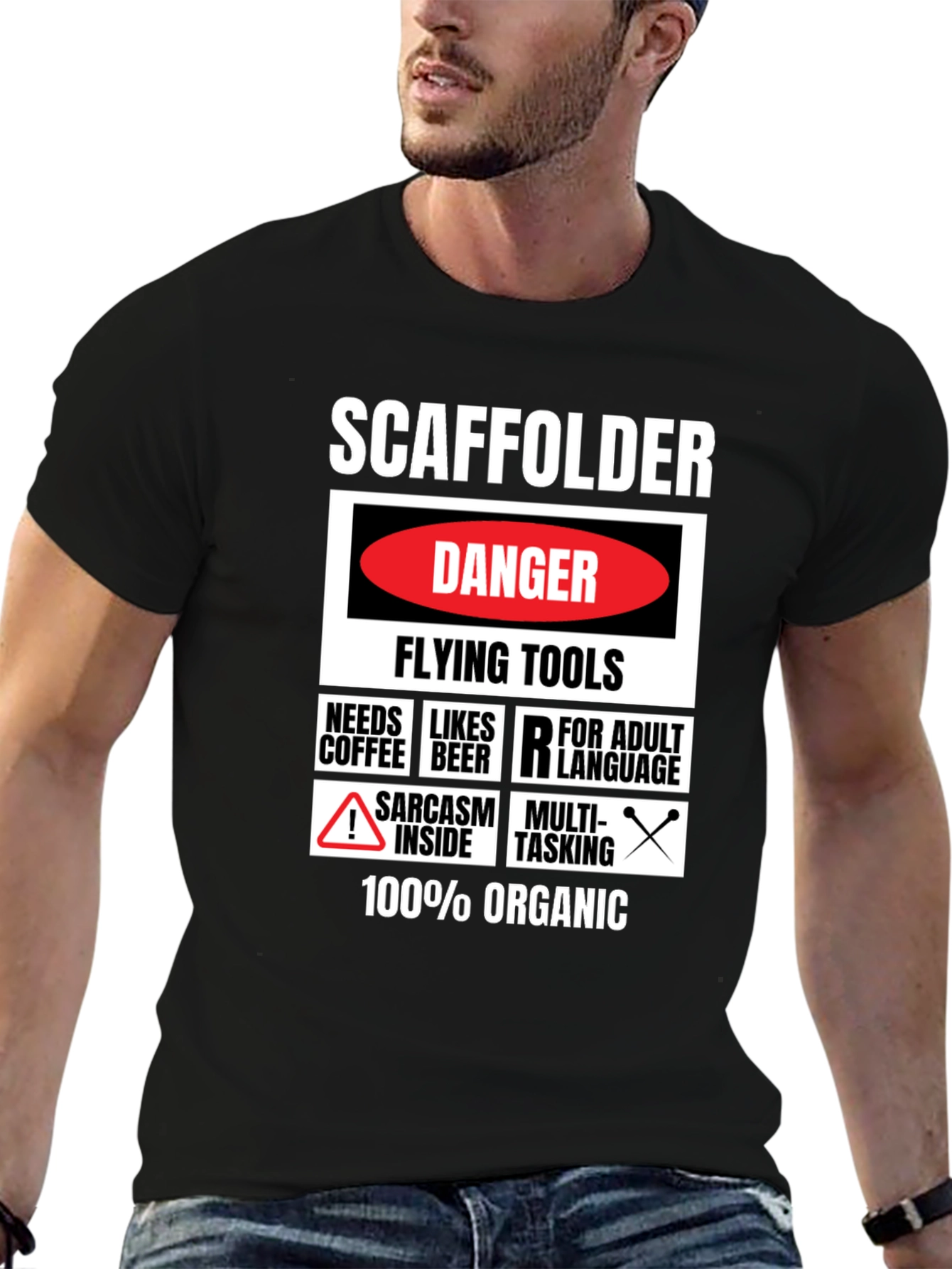 Scaffolder Danger Flying Tools Graphic Tee